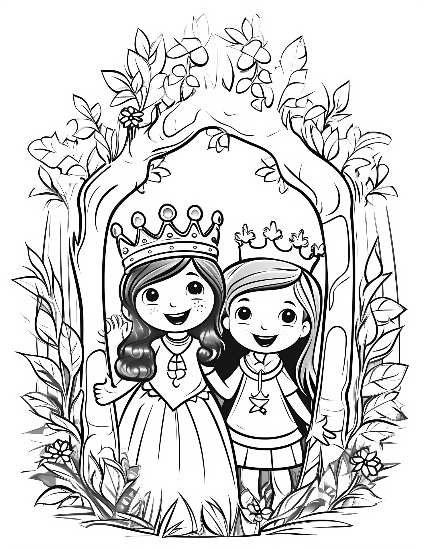 Enchanted for kids coloring page on white color background #31393