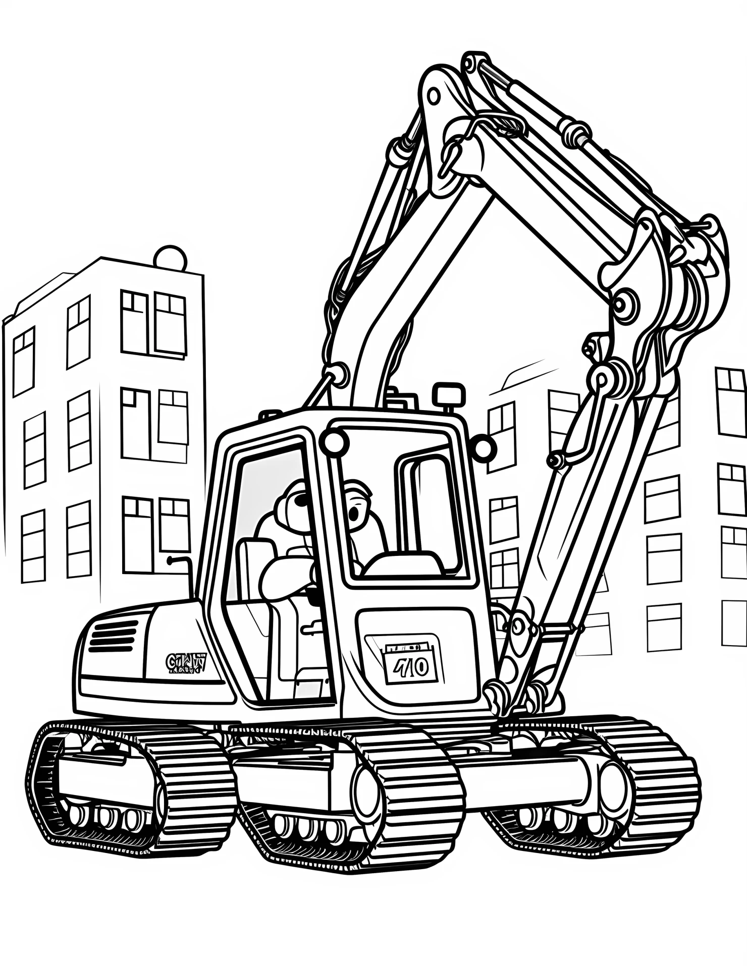 Excavator for kids coloring page on white color background #31396