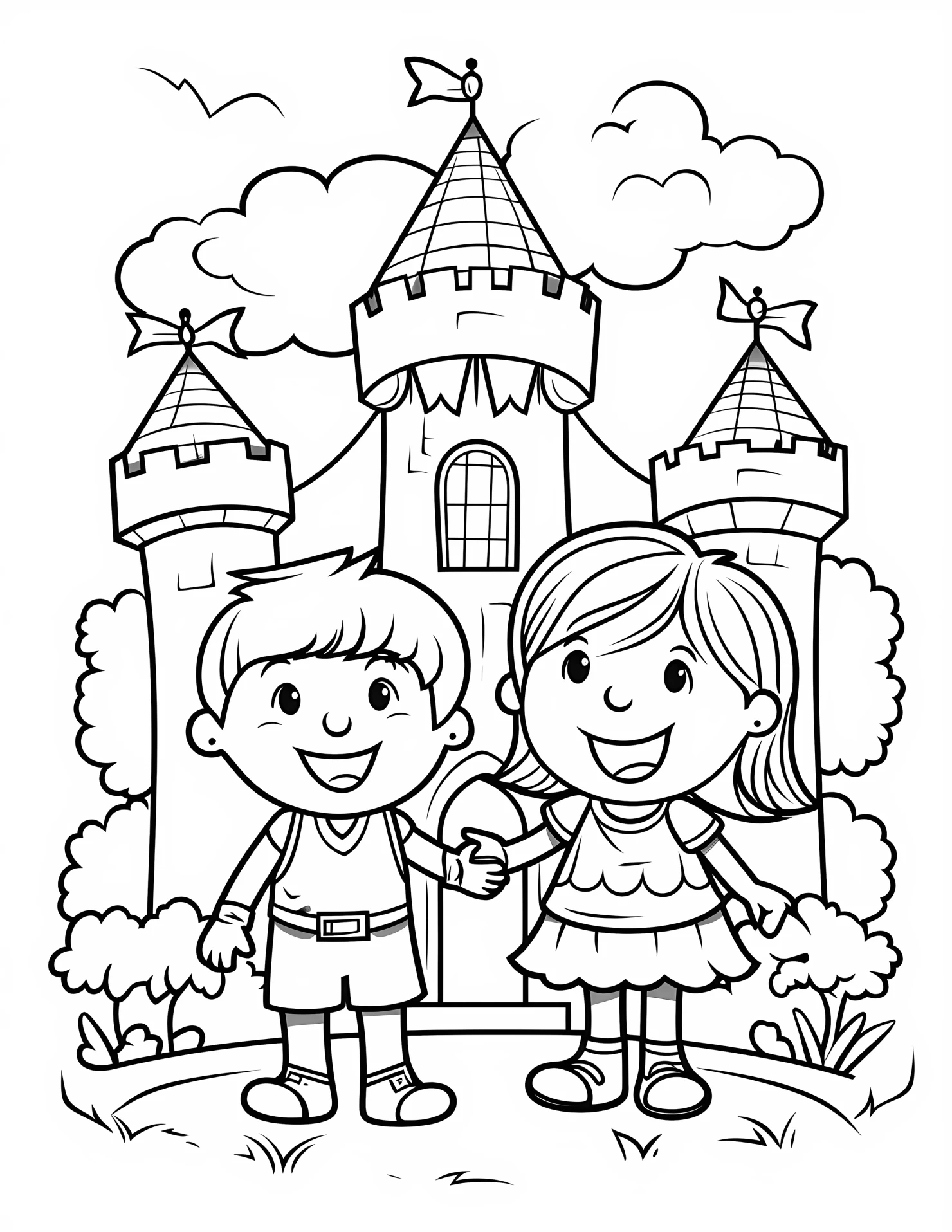 Fairy tale for kids coloring page on white color background #31401