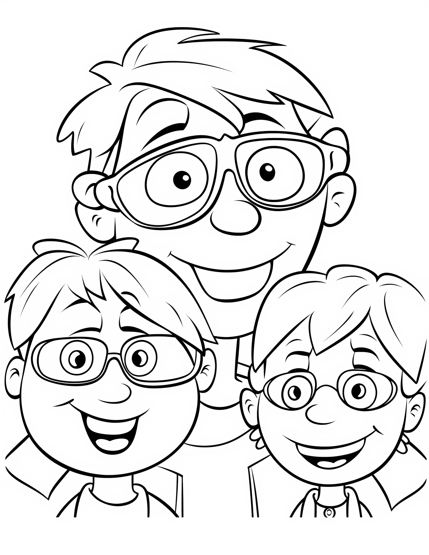 Family for kids coloring page on white color background #31412