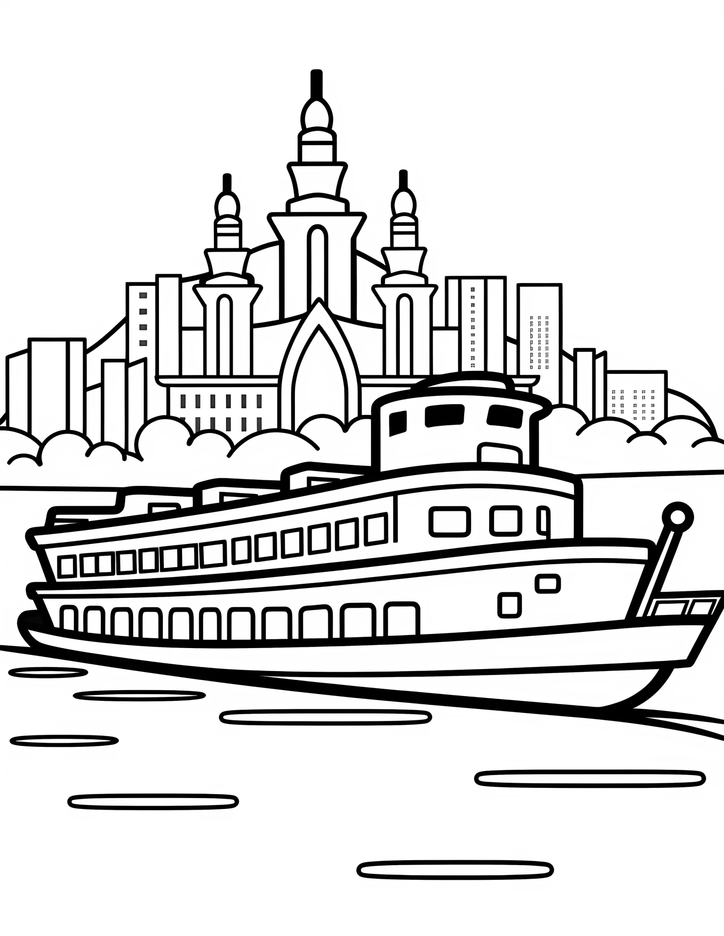 Ferry for kids coloring page on white color background #31425