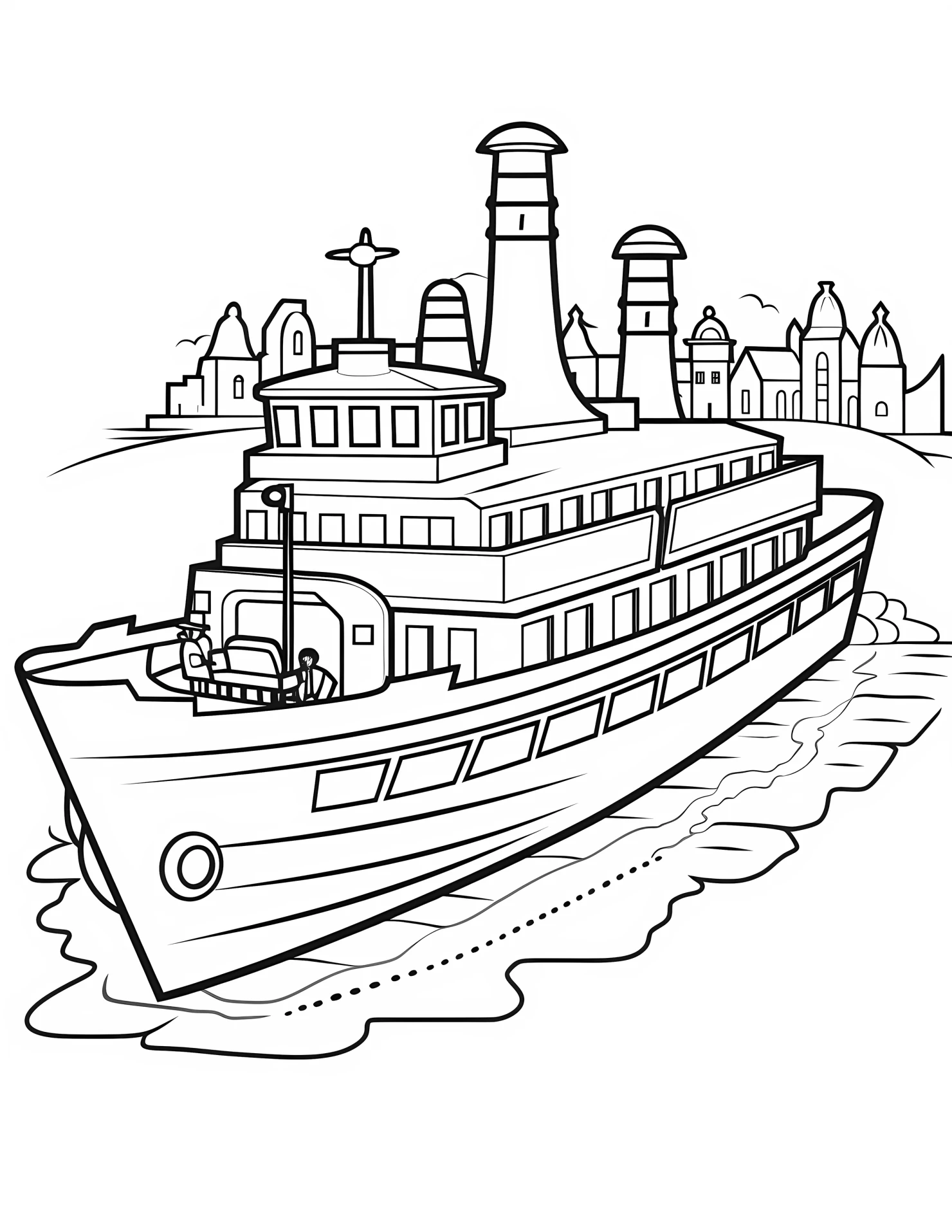 Ferry for kids coloring page on white color background #31426
