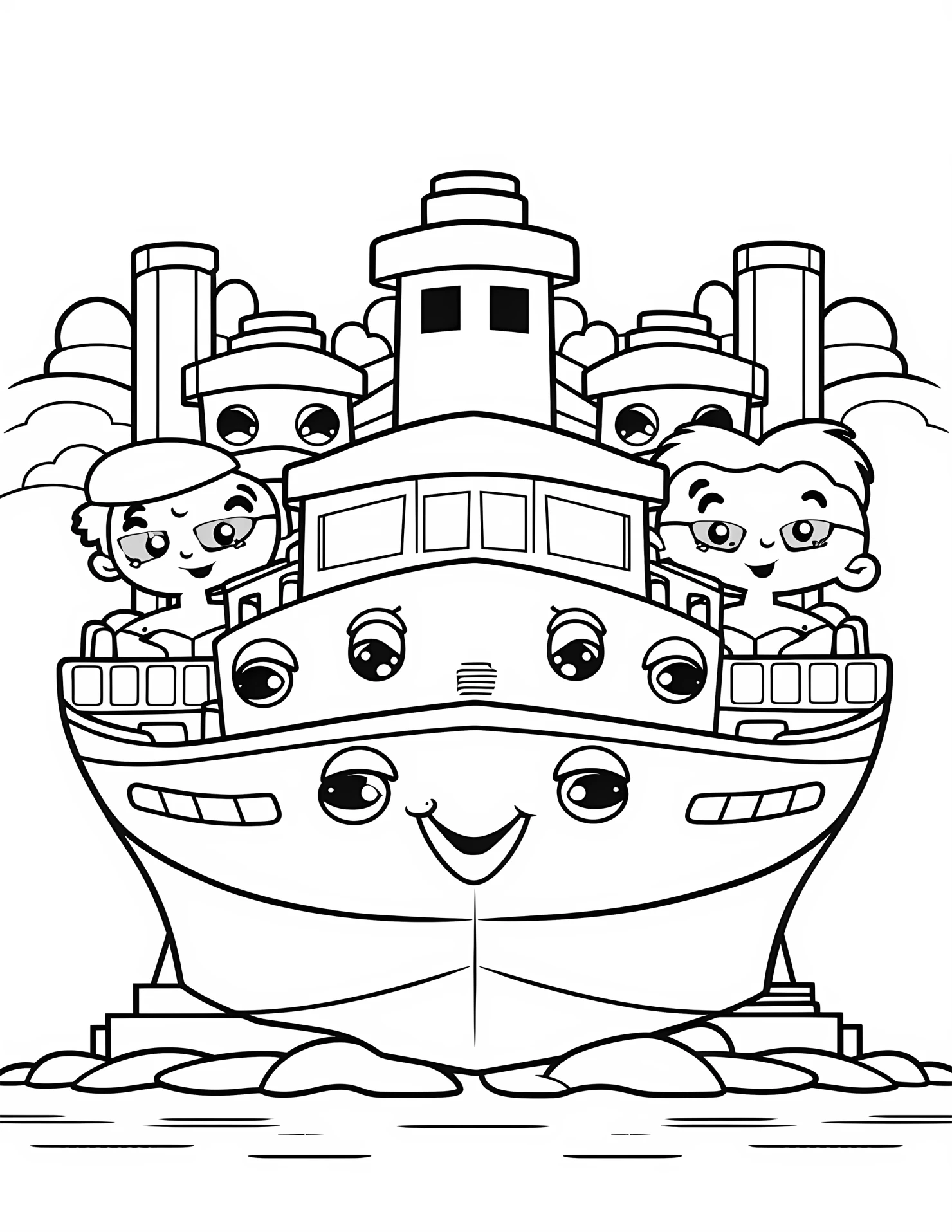 Ferry for kids coloring page on white color background #31427