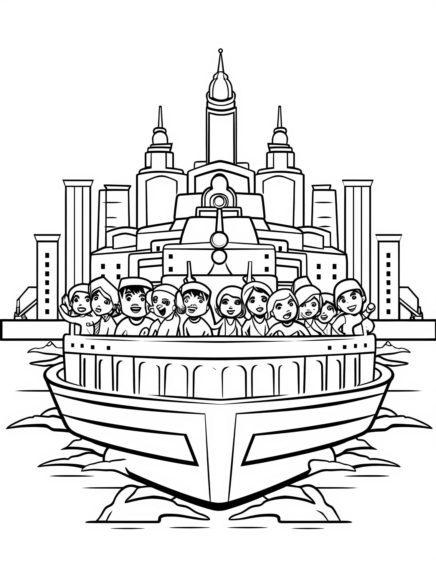 Ferry for kids coloring page on white color background #31428
