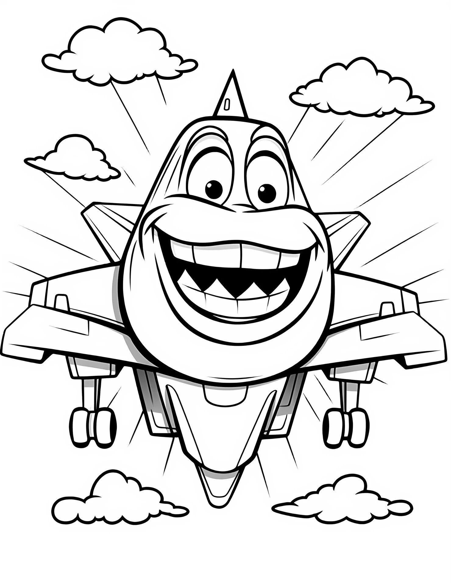 Fighter jet for kids coloring page on white color background #31430