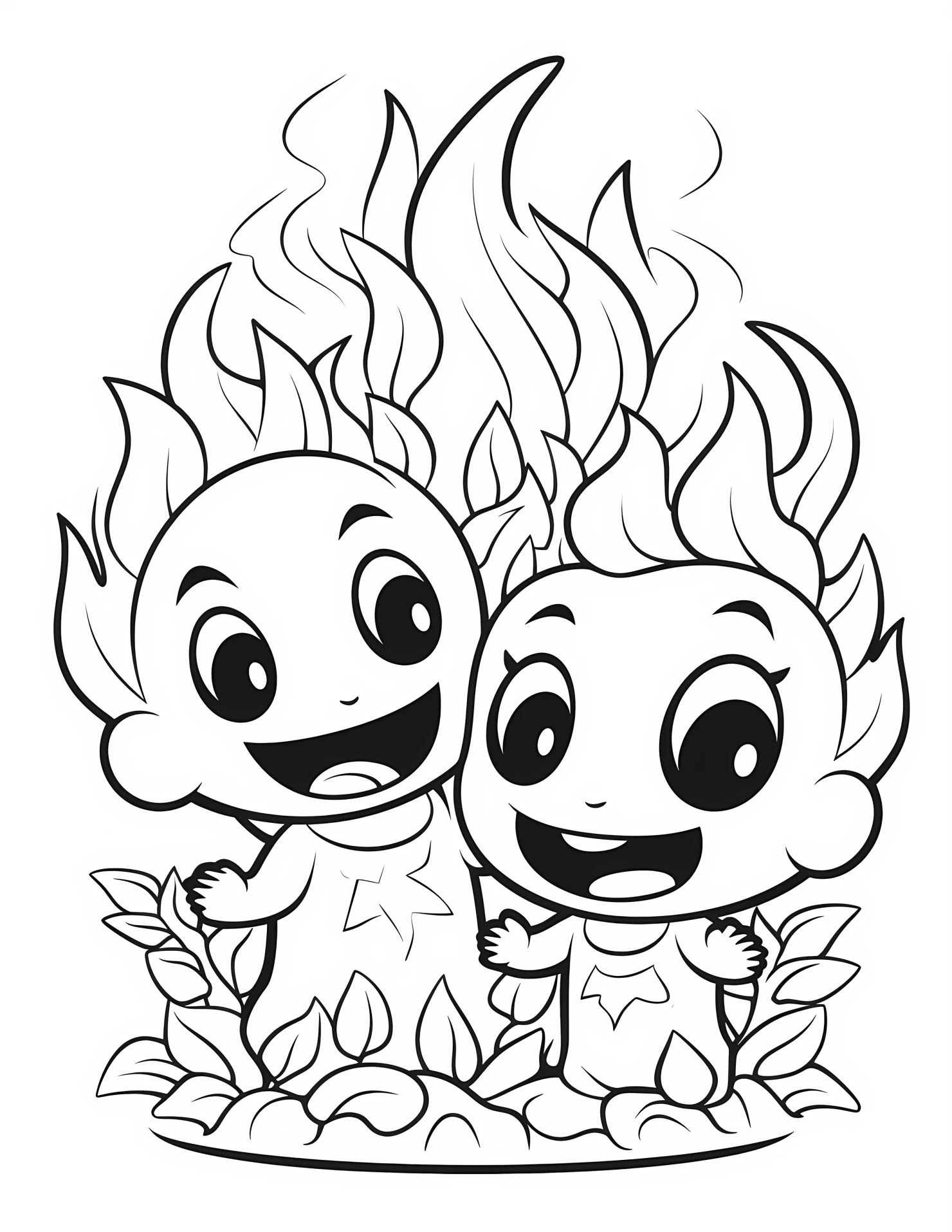 Fire for kids coloring page on white color background #31433