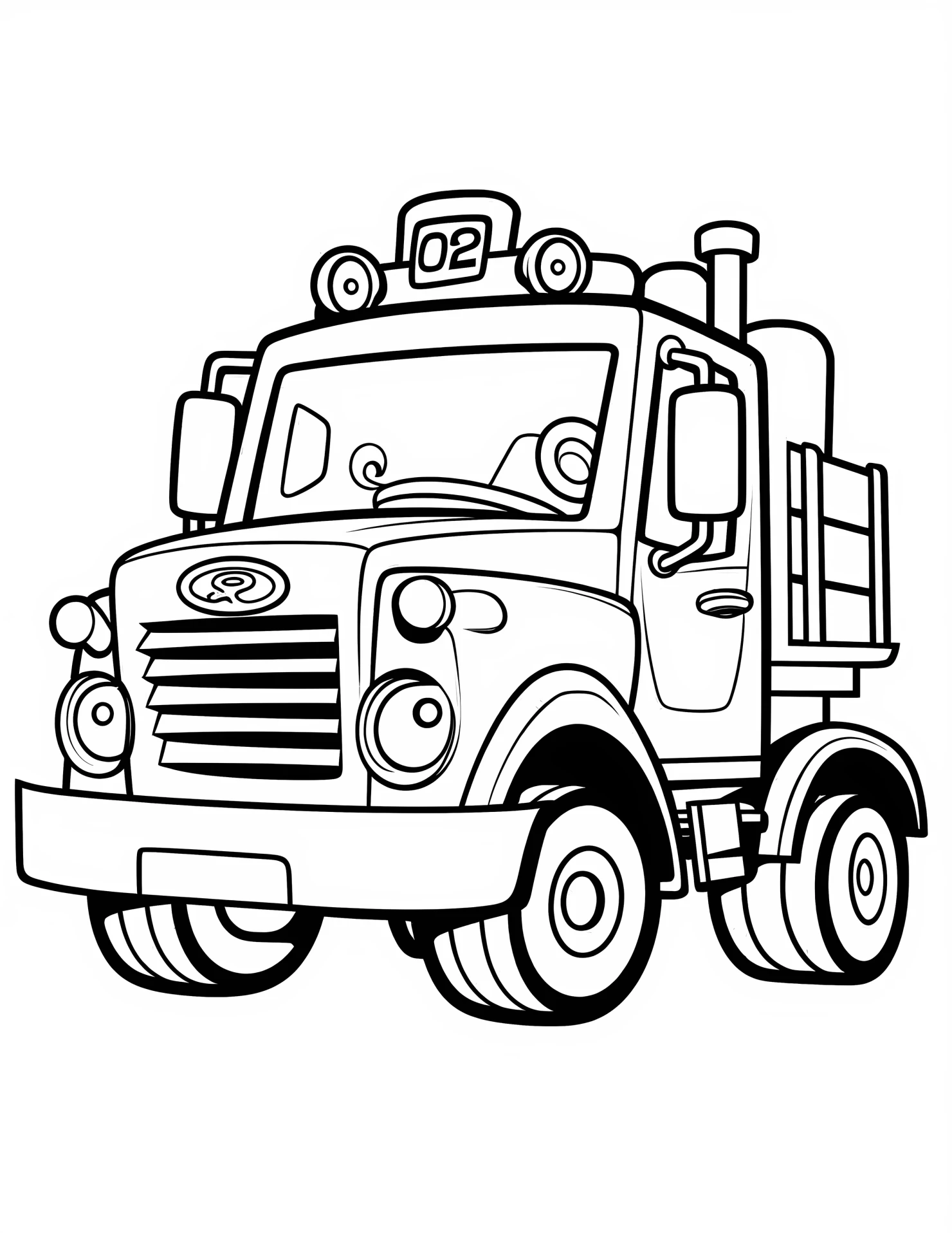 Fire engine for kids coloring page on white color background #31440