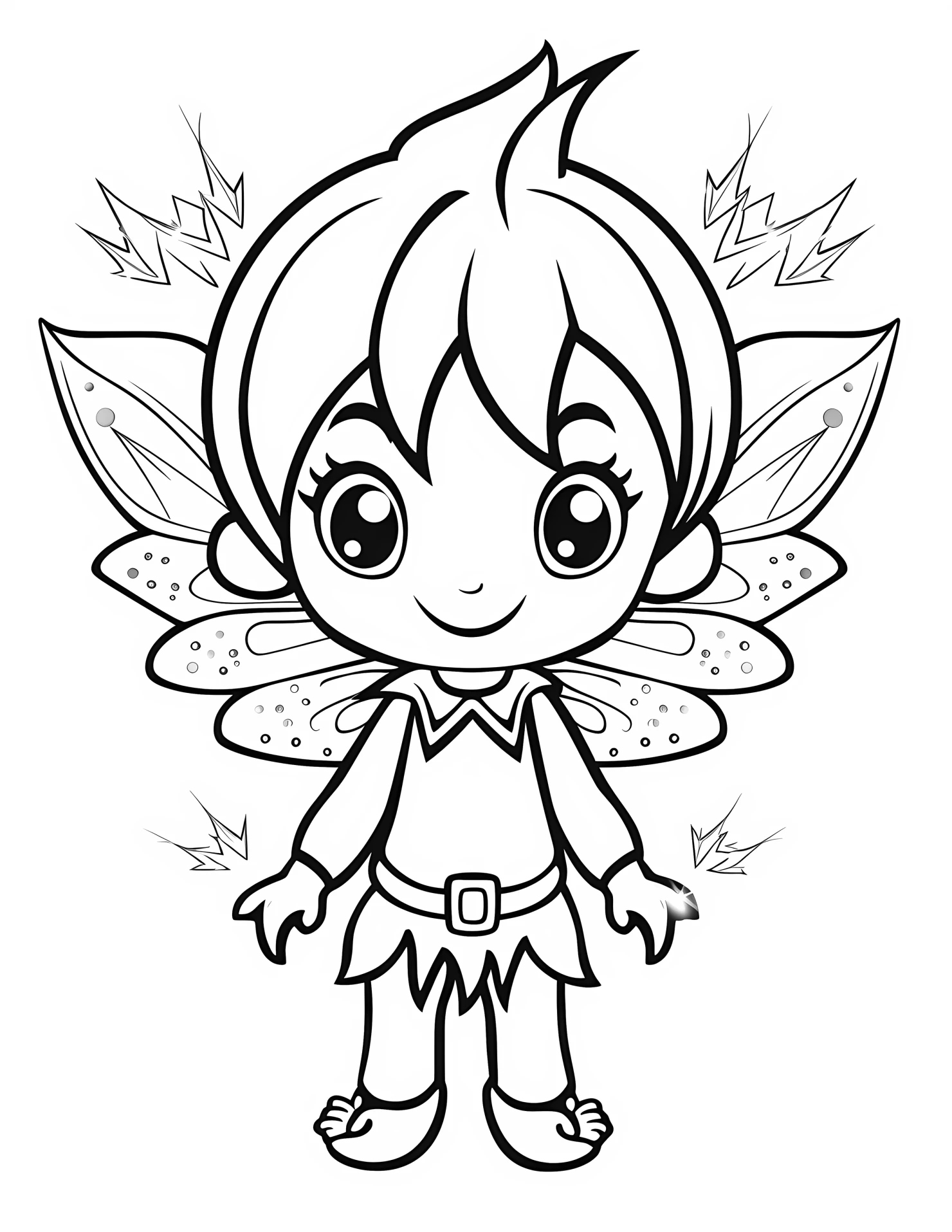 Fire fairy for kids coloring page on white color background #31445
