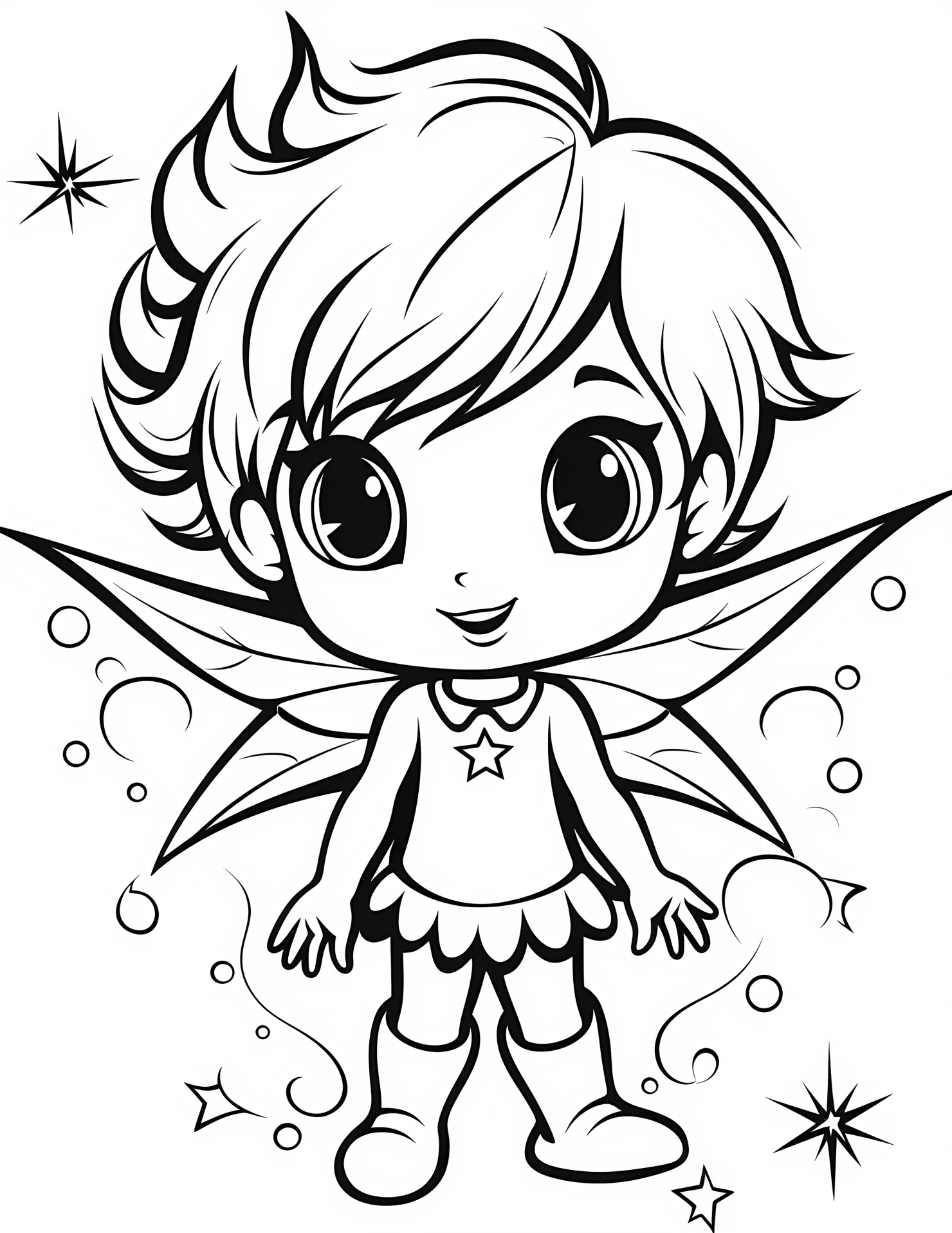 Fire fairy for kids coloring page on white color background #31446