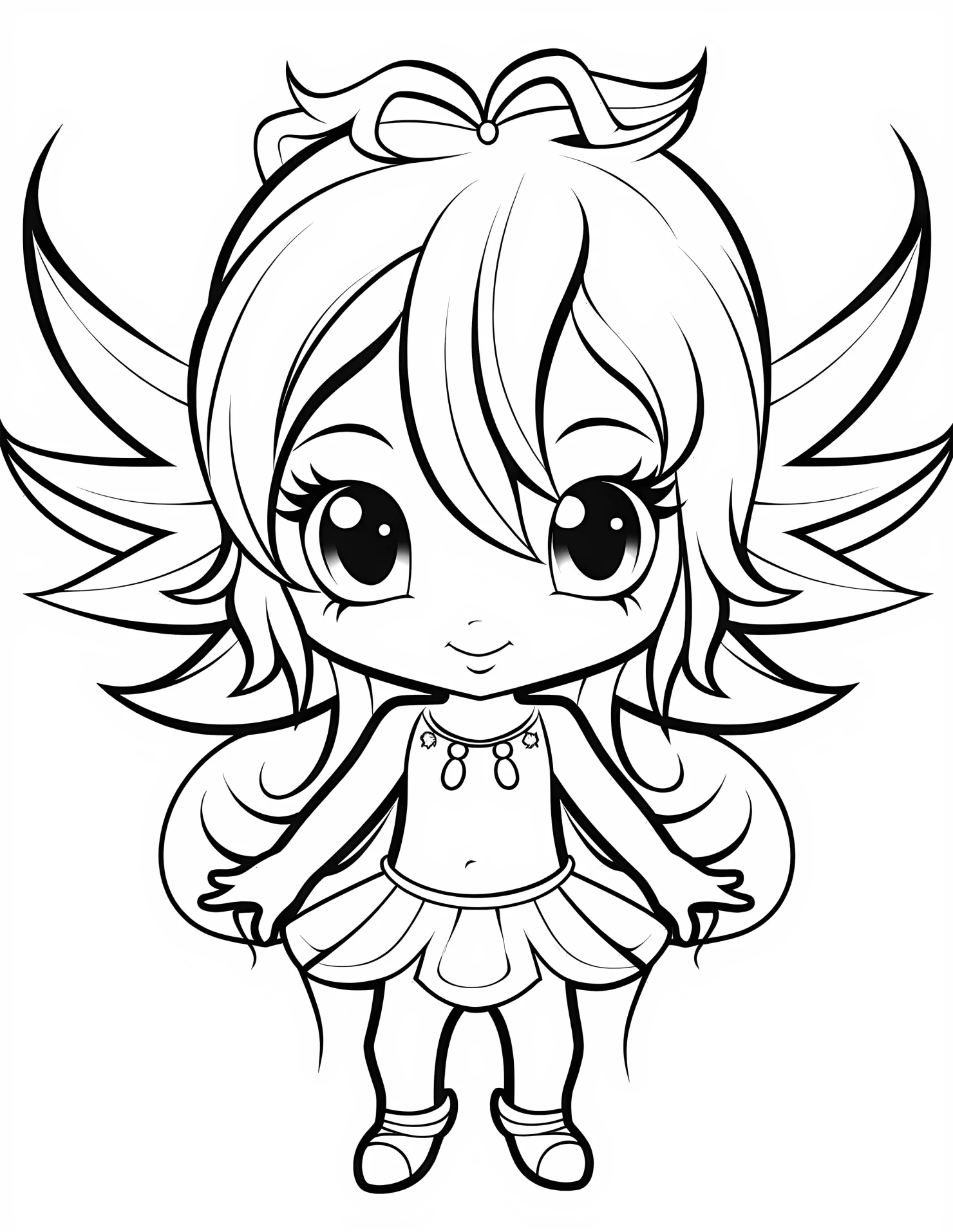 Fire fairy for kids coloring page on white color background #31447