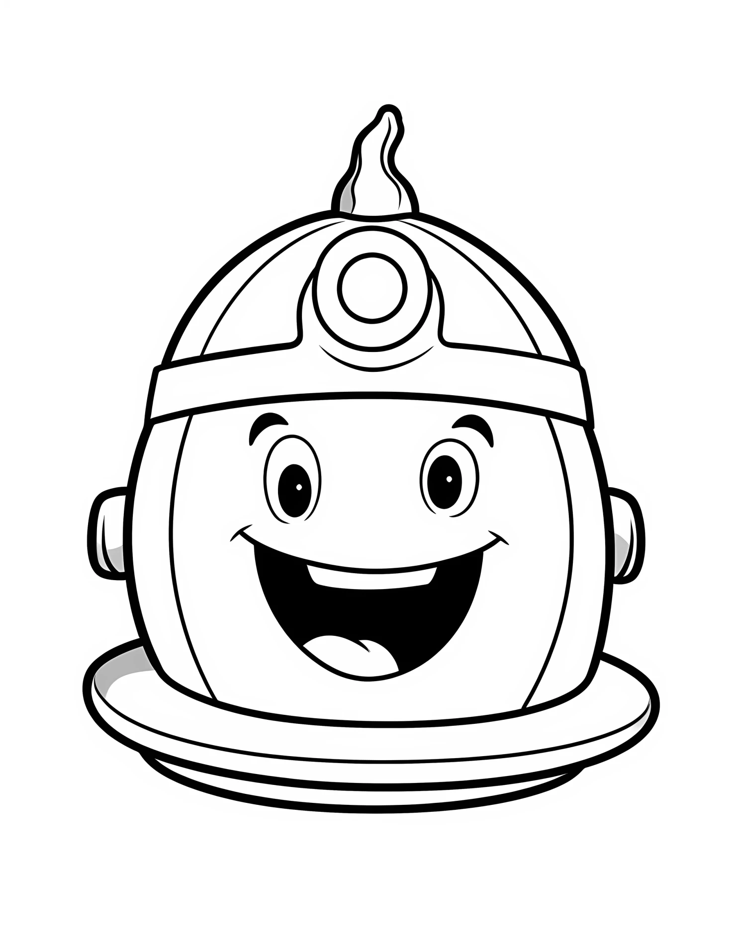 Fire helmet for kids coloring page on white color background #31449
