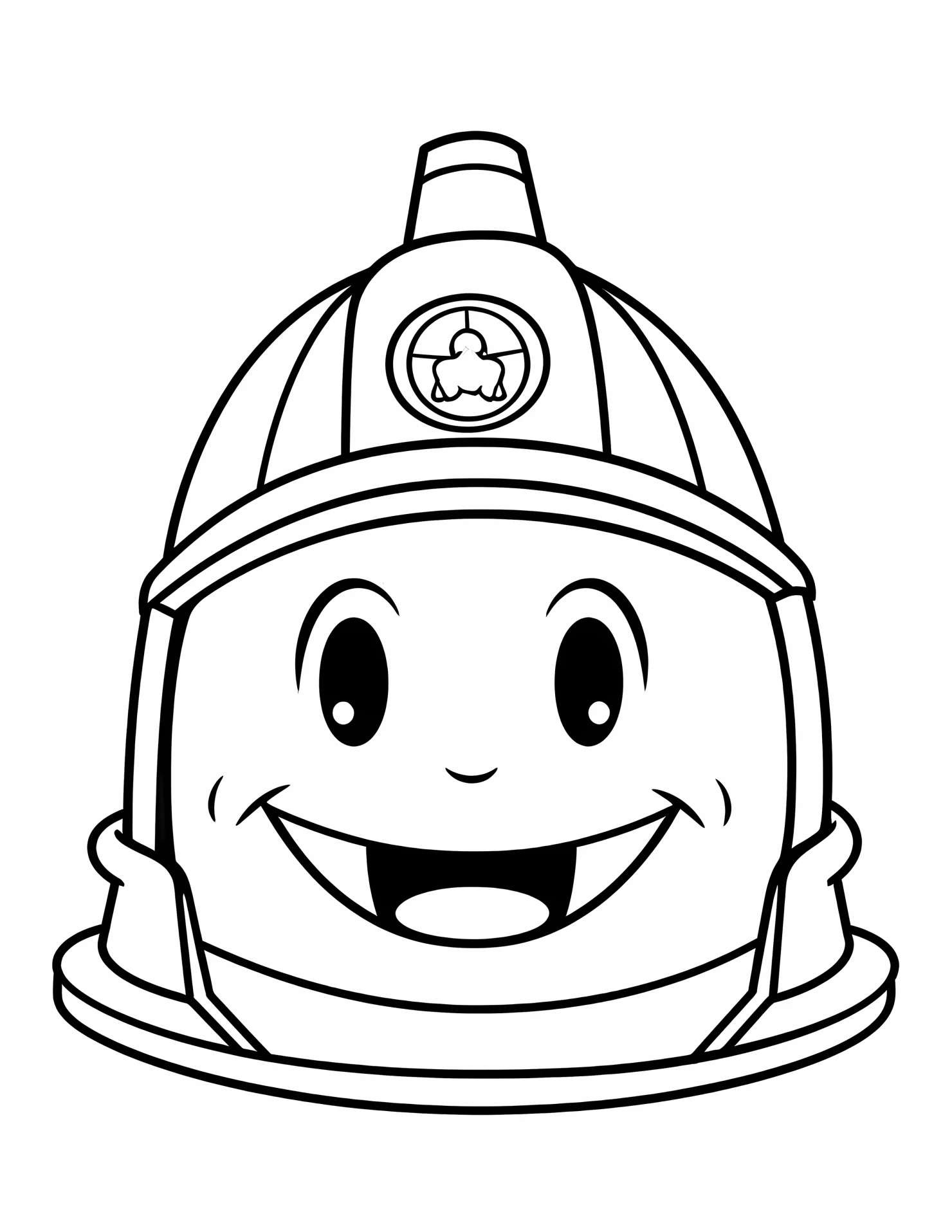 Fire helmet for kids coloring page on white color background #31451