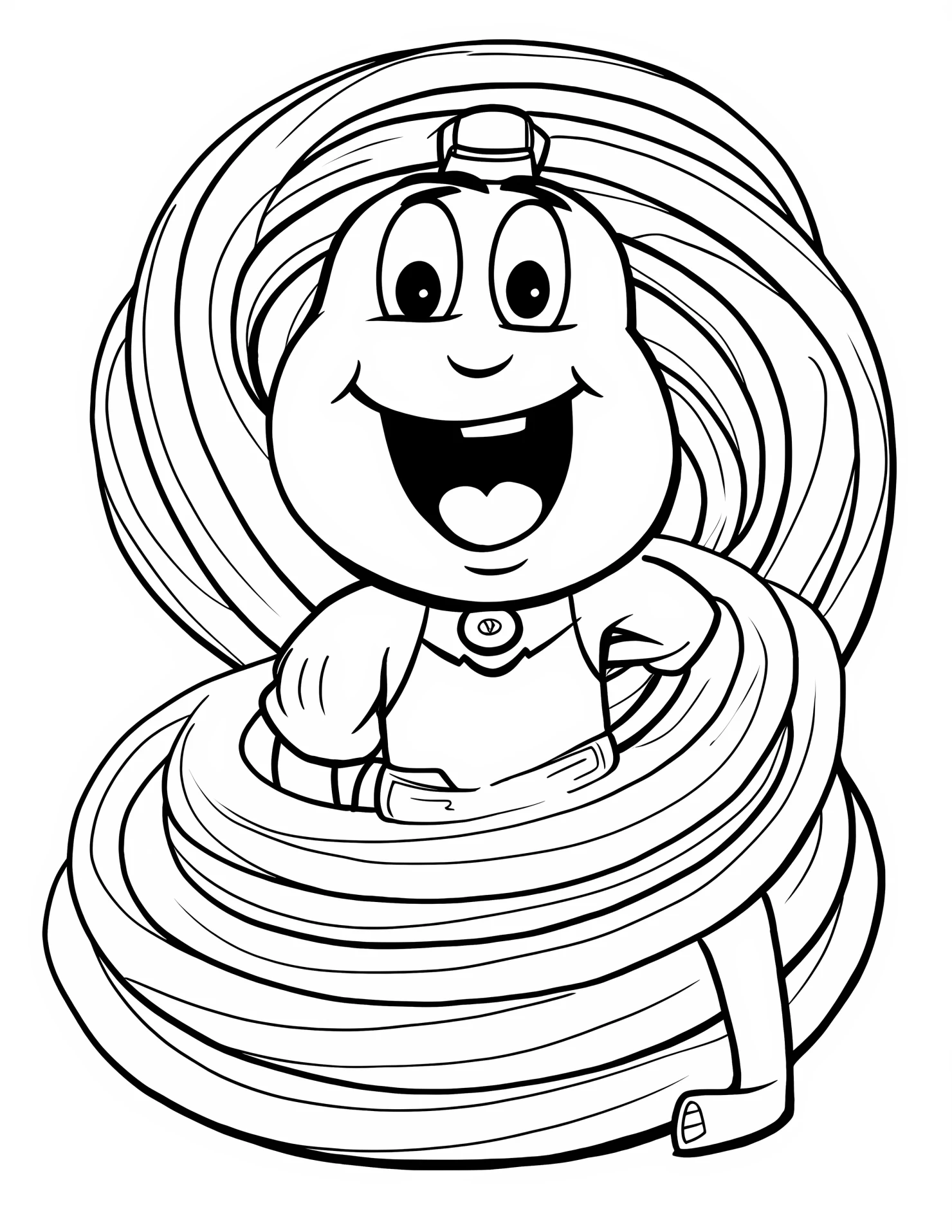 Fire hose for kids coloring page on white color background #31453
