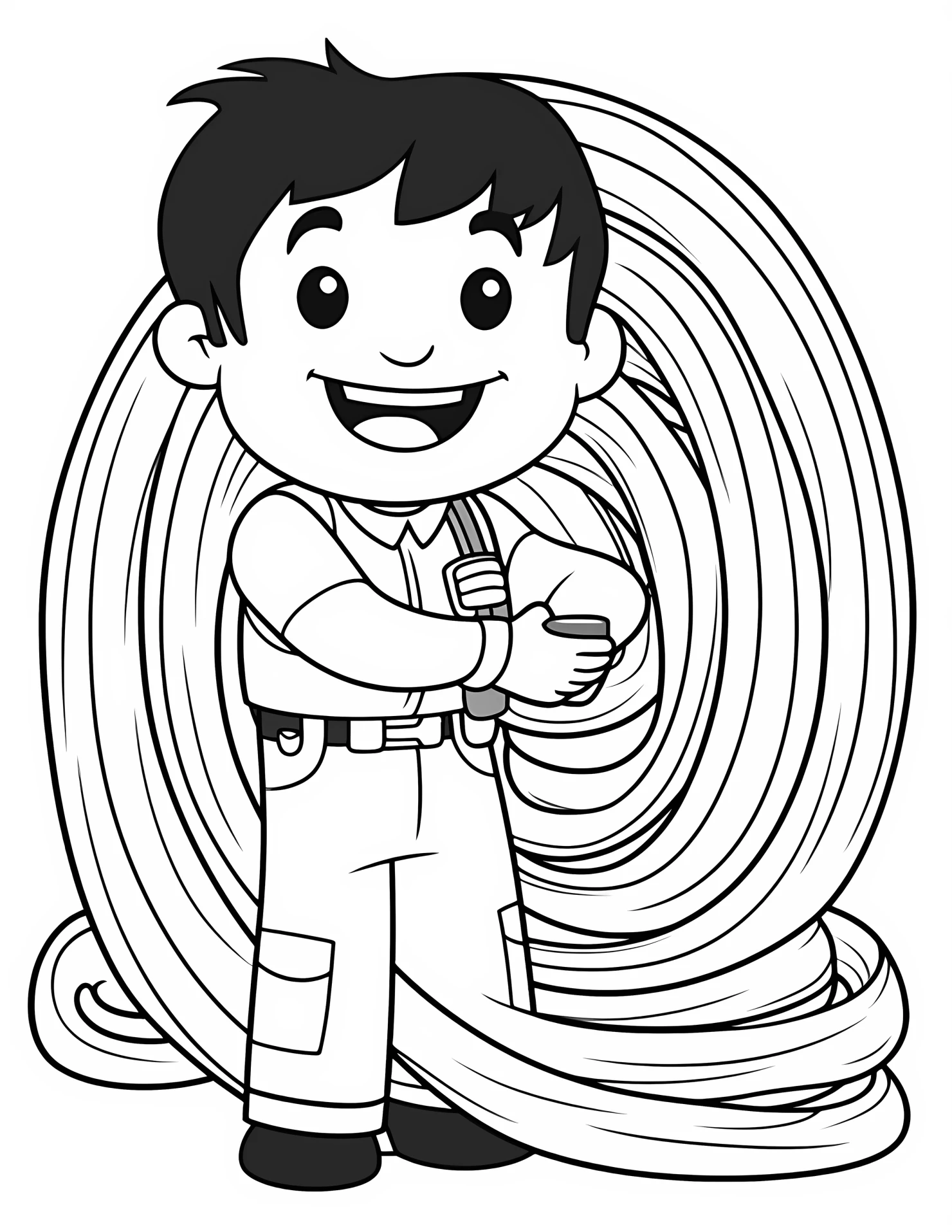 Fire hose for kids coloring page on white color background #31455