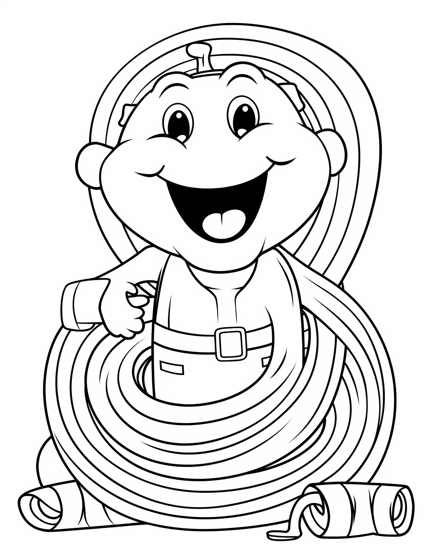 Fire hose for kids coloring page on white color background #31456