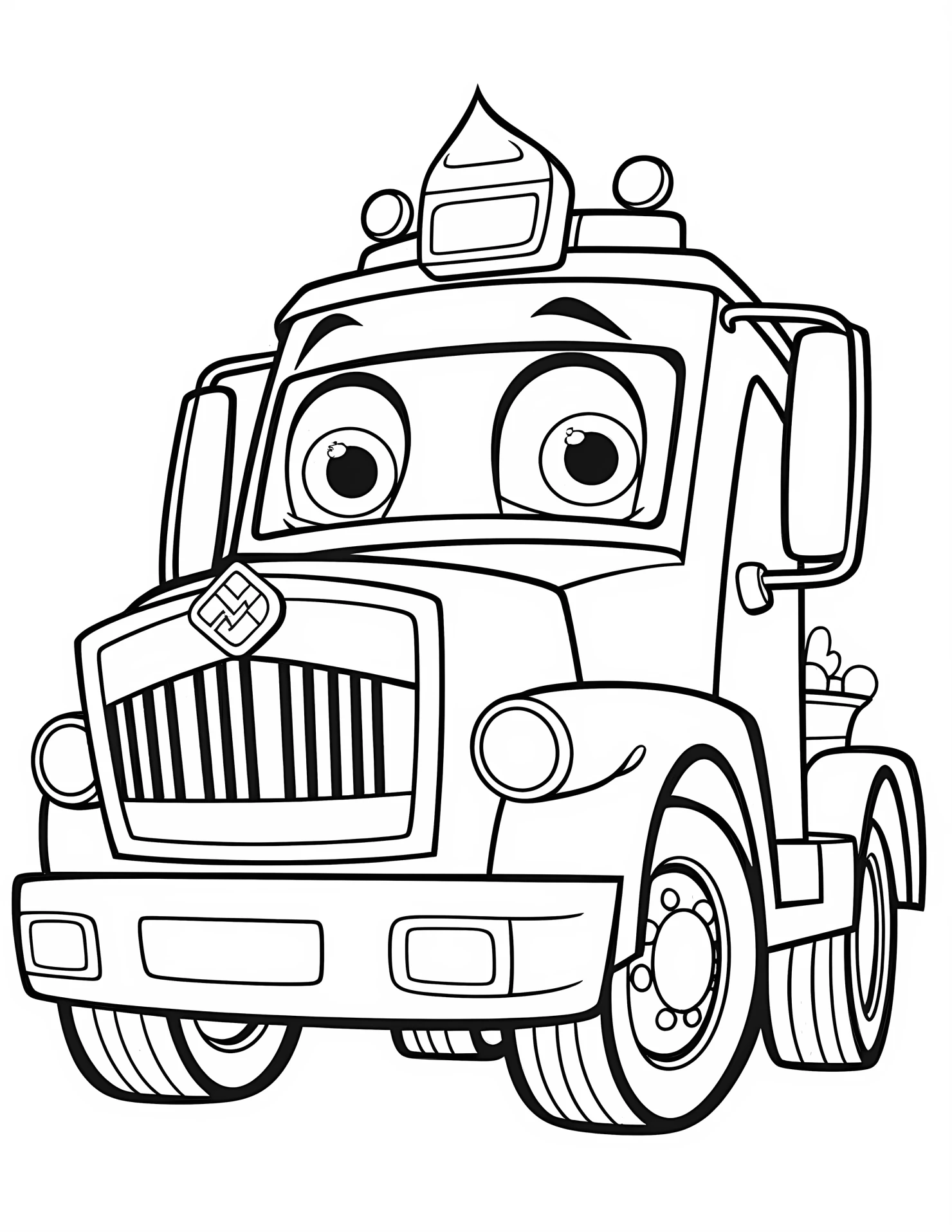 Fire truck for kids coloring page on white color background #31461