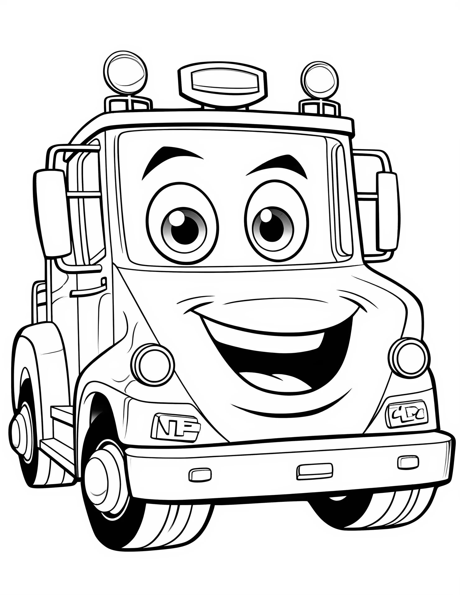 Fire truck for kids coloring page on white color background #31462