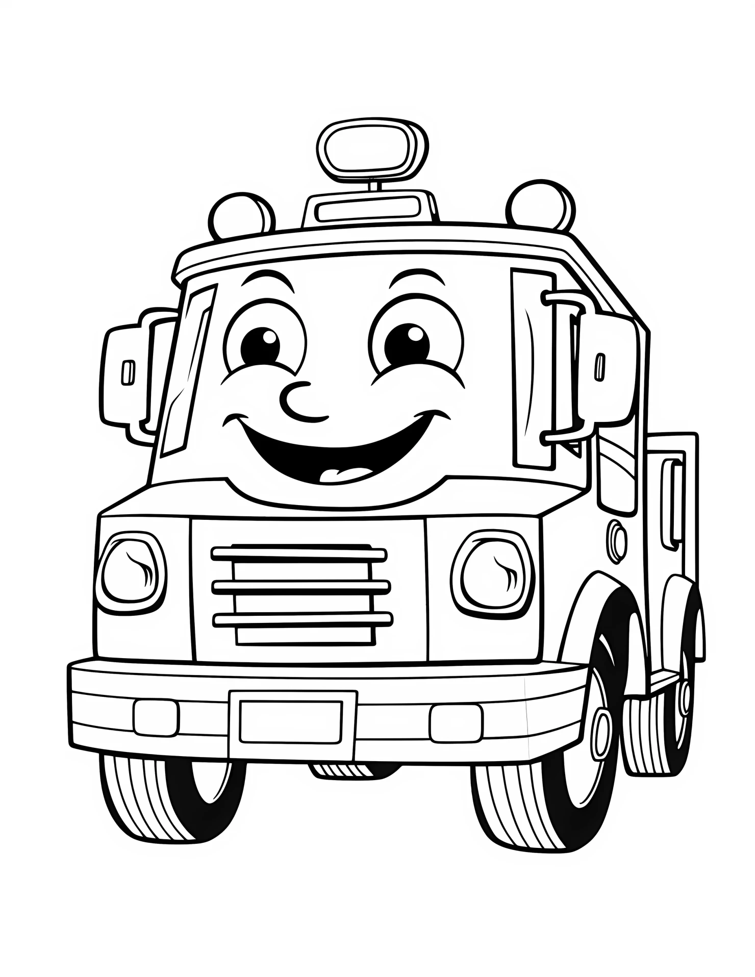 Fire truck for kids coloring page on white color background #31463