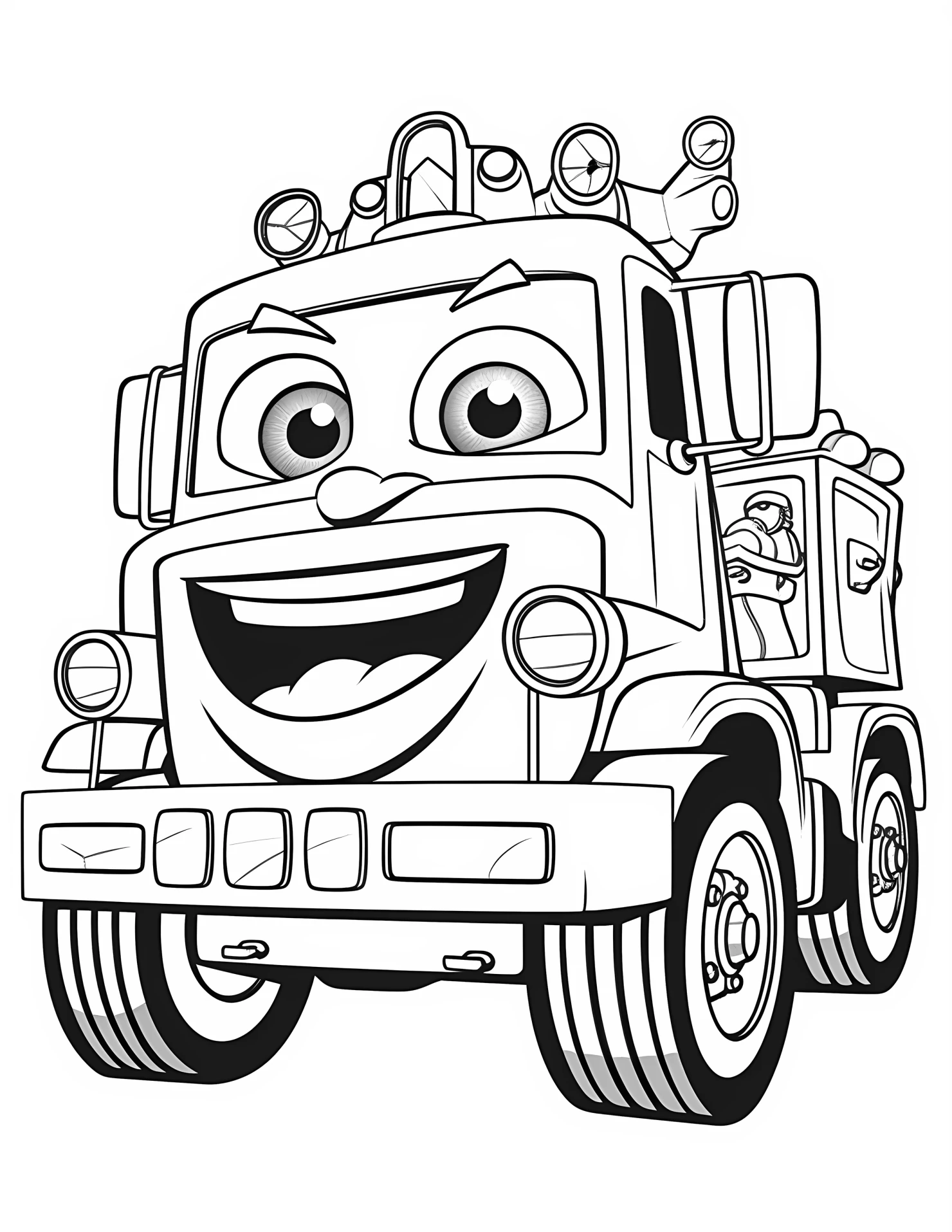 Fire truck for kids coloring page on white color background #31467