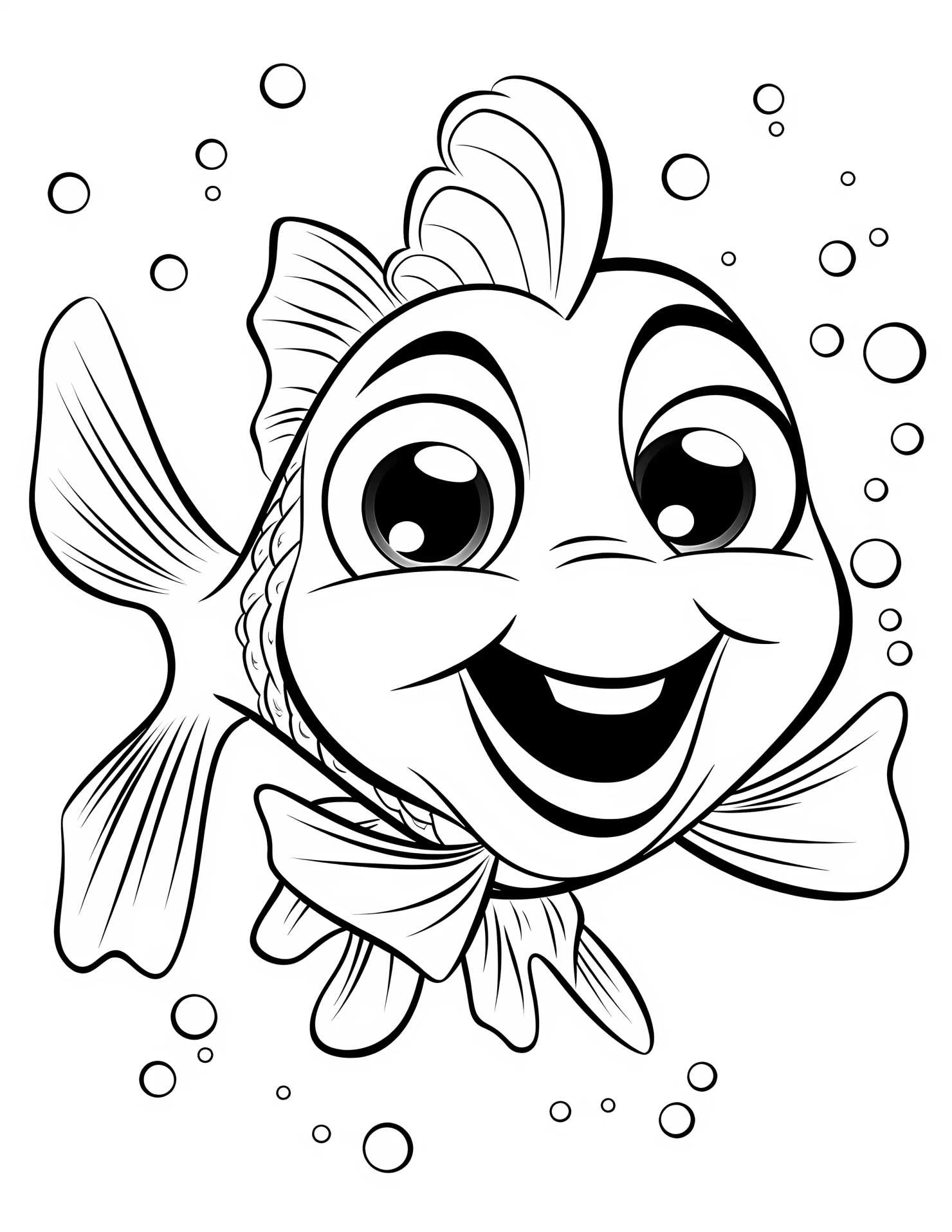 Fish for kids coloring page on white color background #31477
