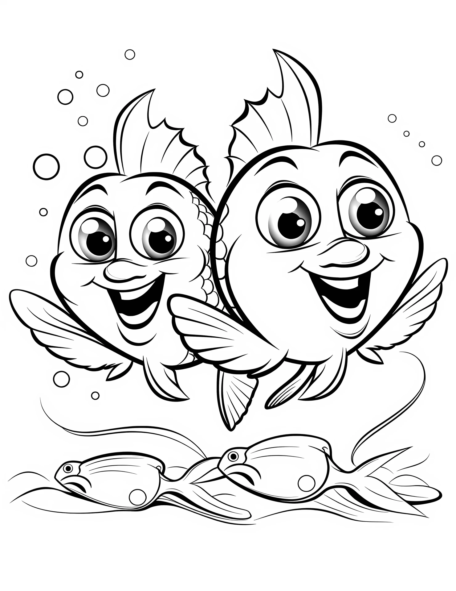 Fish for kids coloring page on white color background #31478