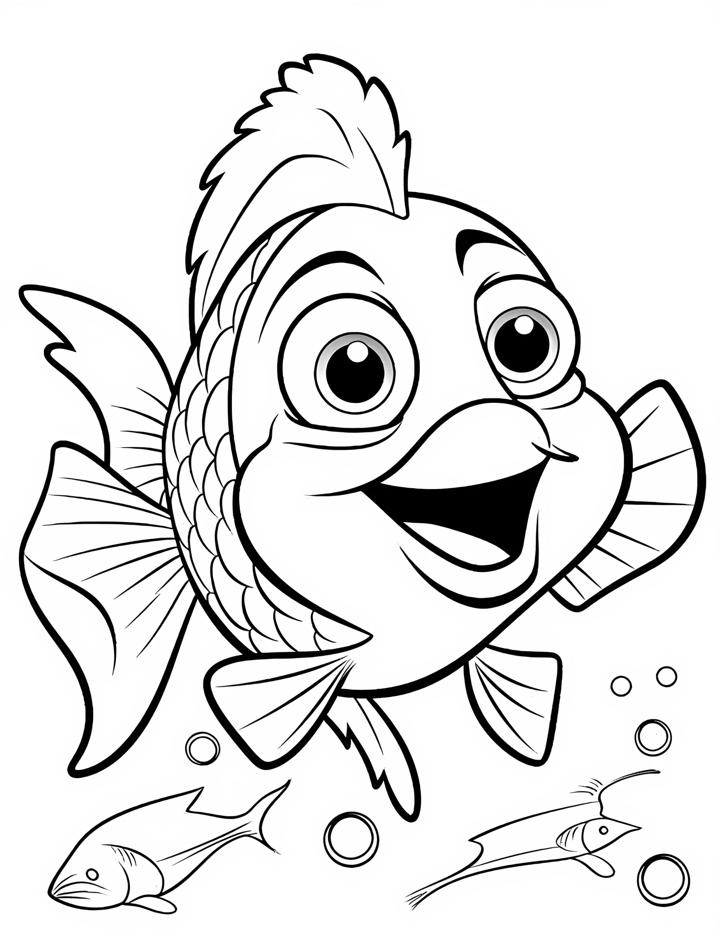Fish for kids coloring page on white color background #31479