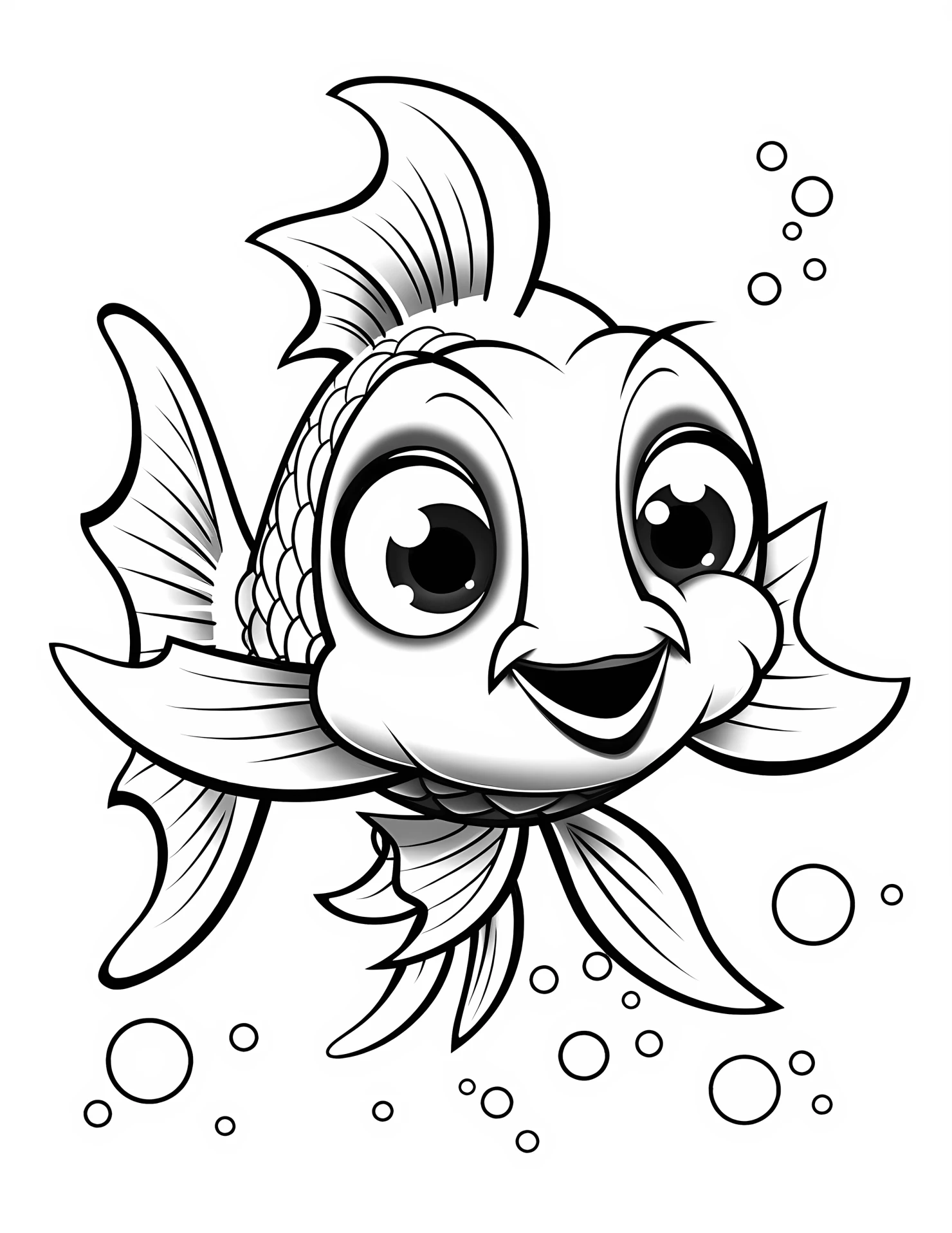 Fish for kids coloring page on white color background #31480