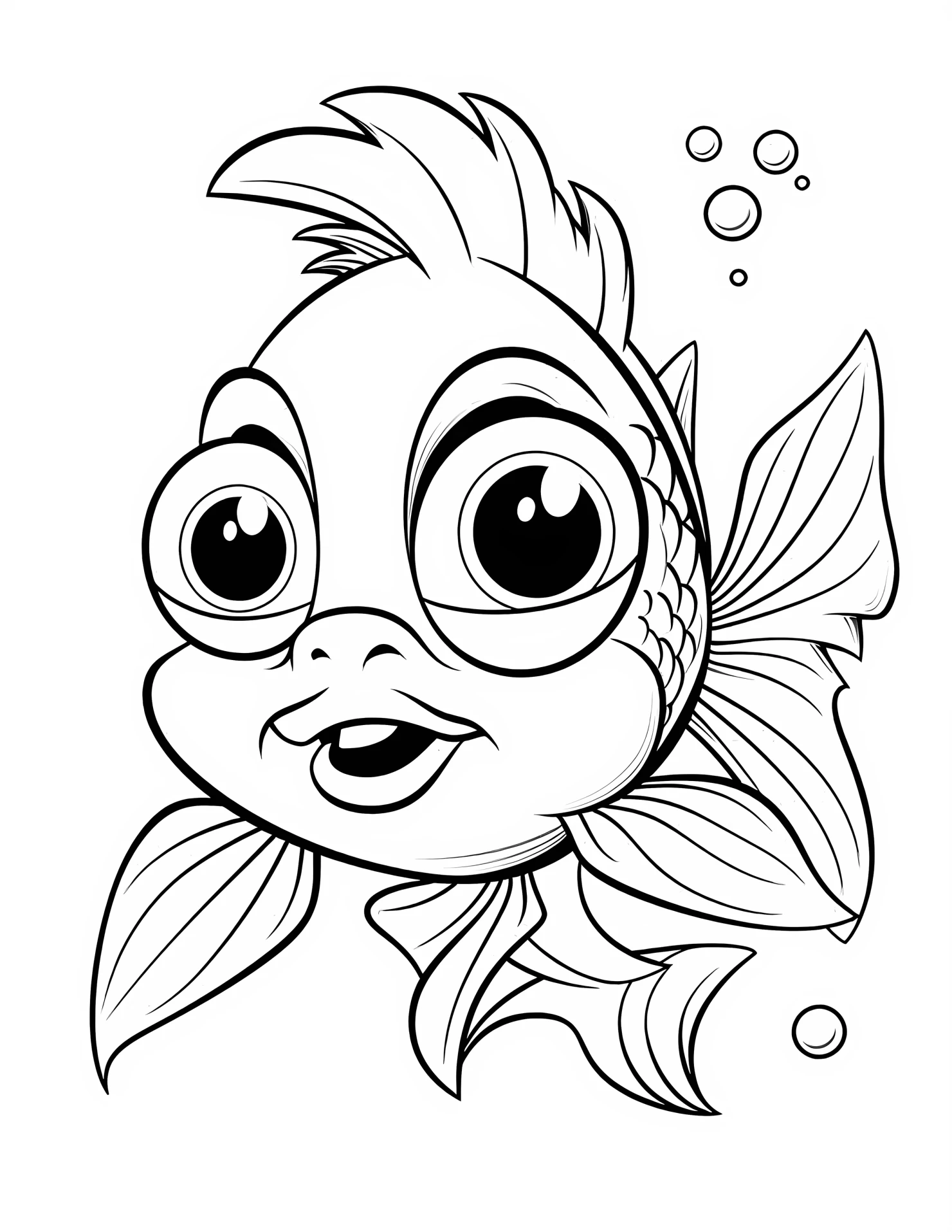Fish for kids coloring page on white color background #31481