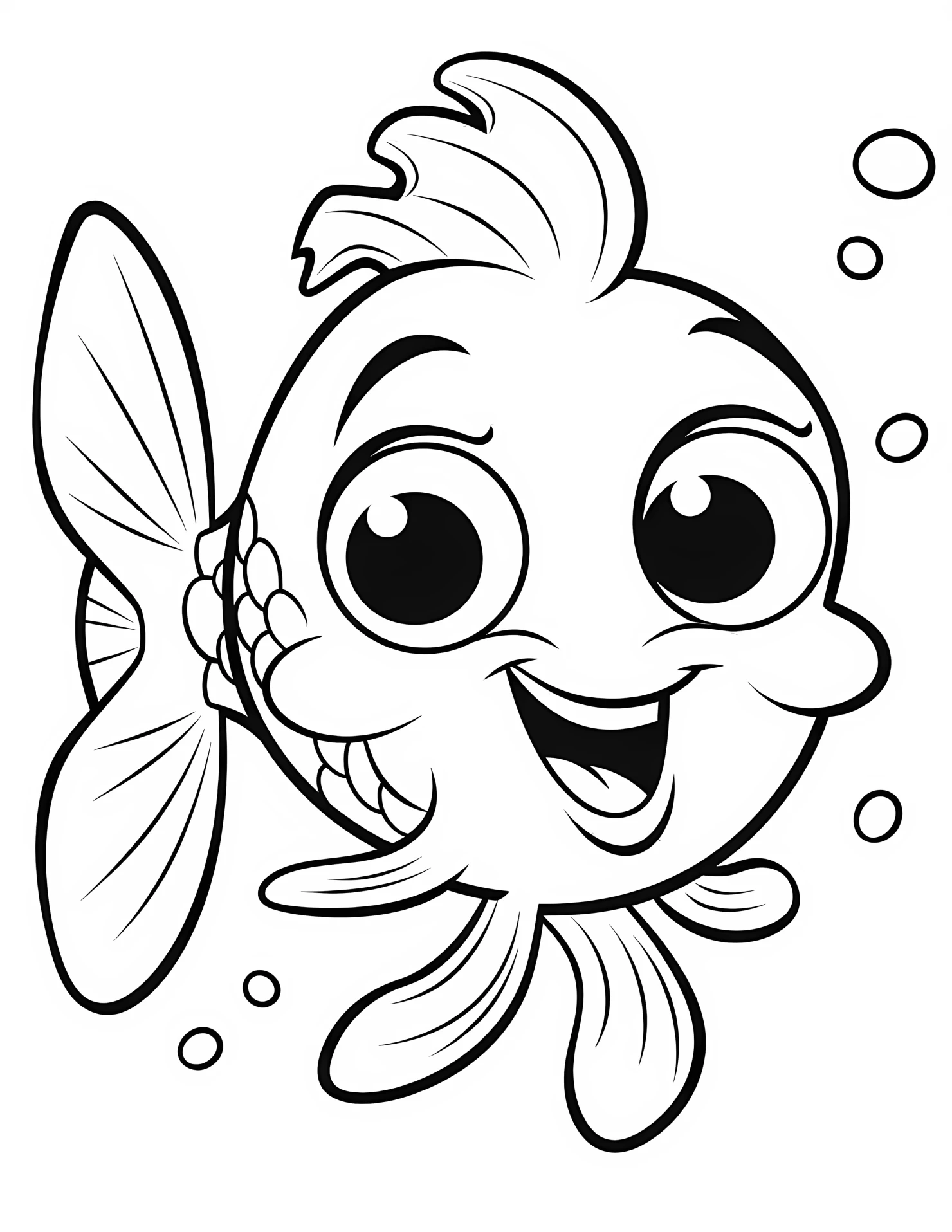 Fish for kids coloring page on white color background #31482