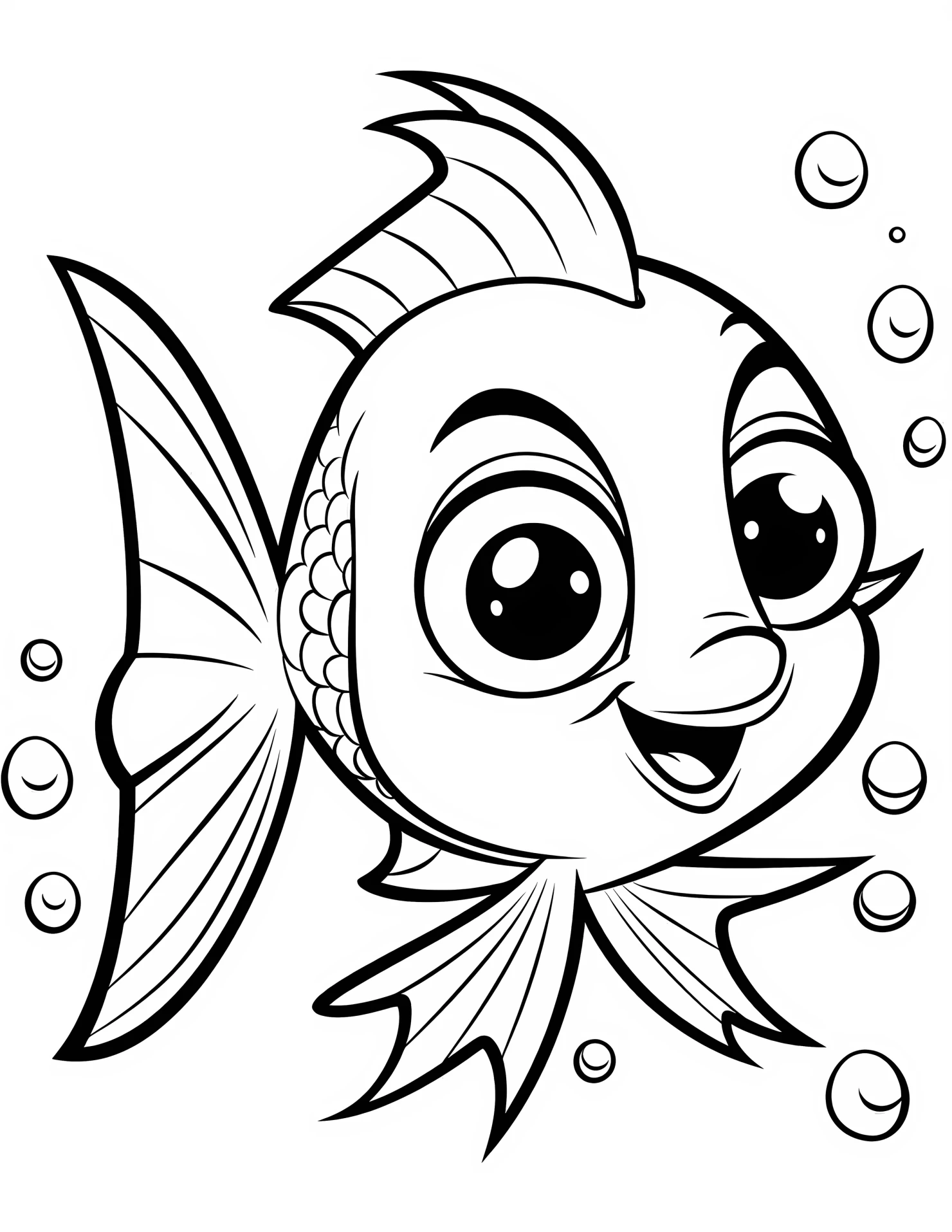 Fish for kids coloring page on white color background #31483