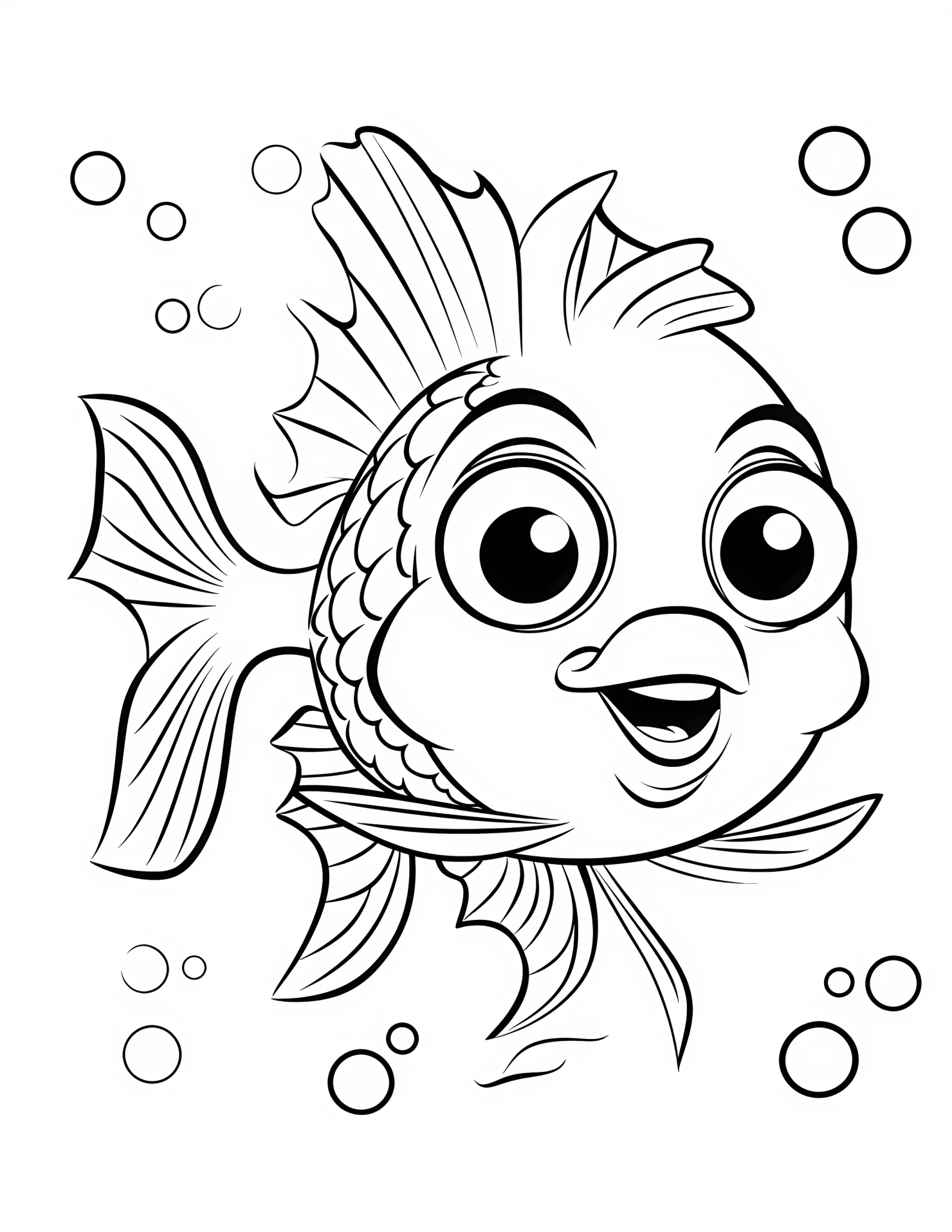 Fish for kids coloring page on white color background #31484