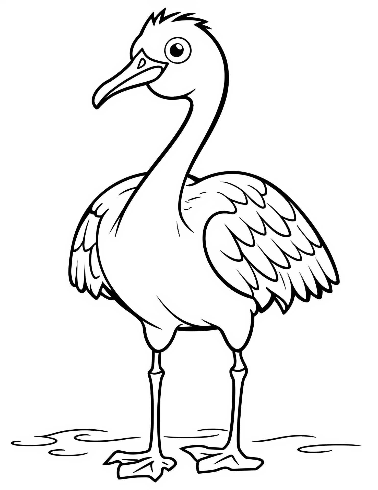 Flamingo for kids coloring page on white color background #31487