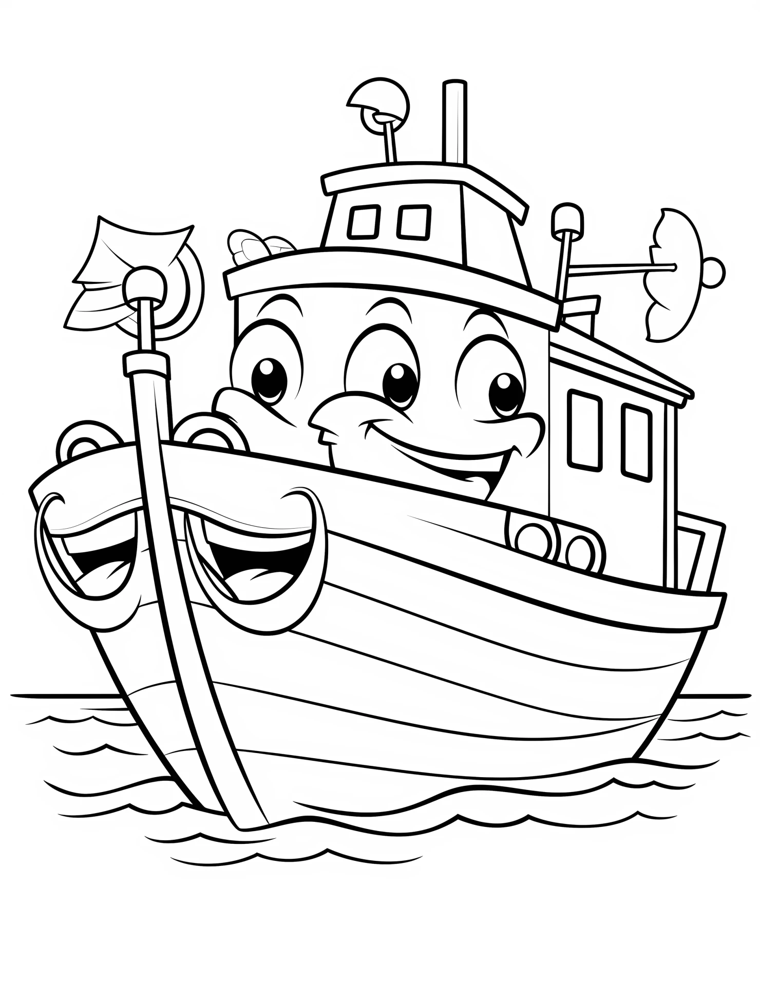 Fishing boat for kids coloring page on white color background #31489