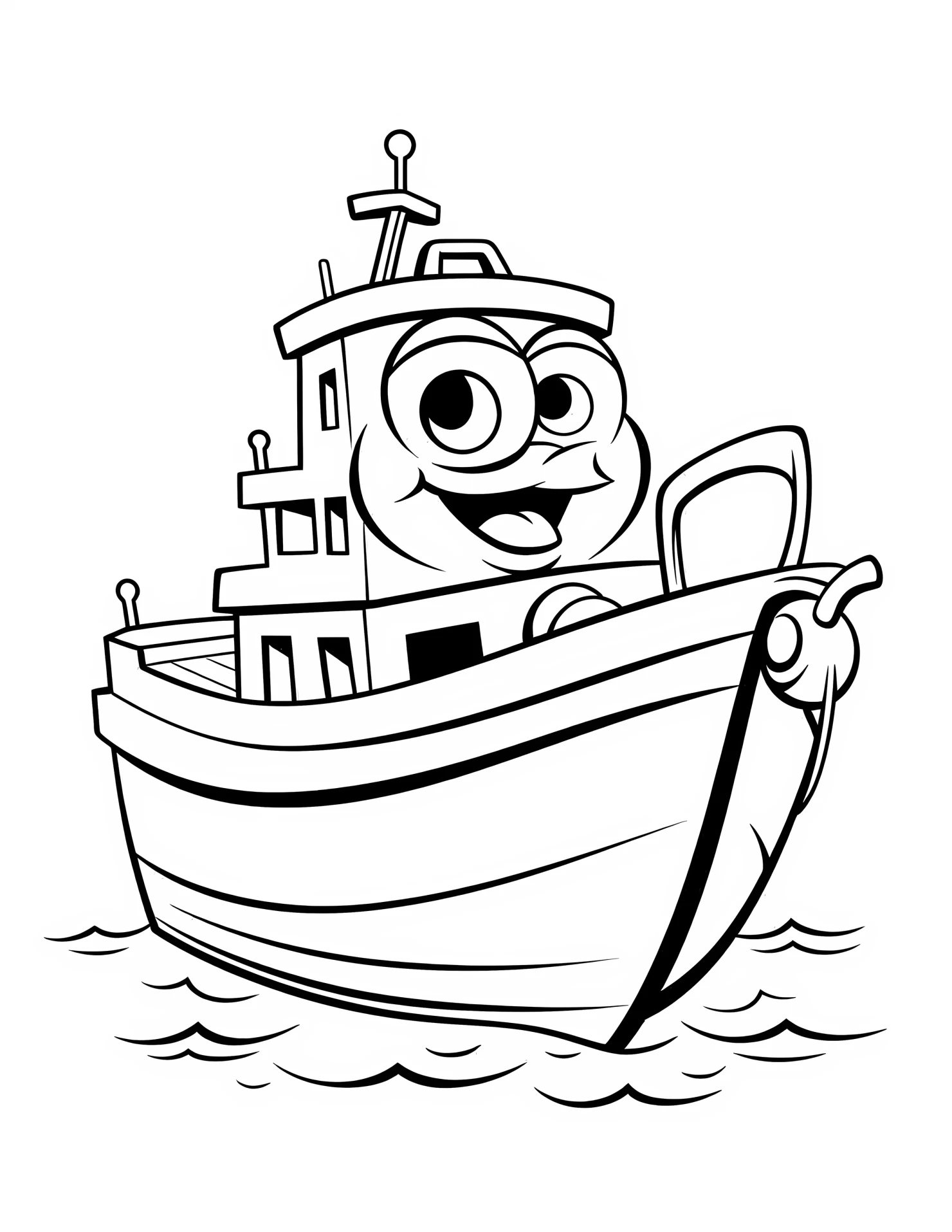 Fishing boat for kids coloring page on white color background #31490