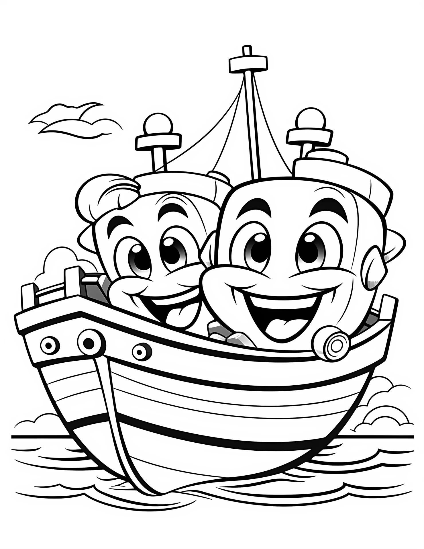 Fishing boat for kids coloring page on white color background #31491