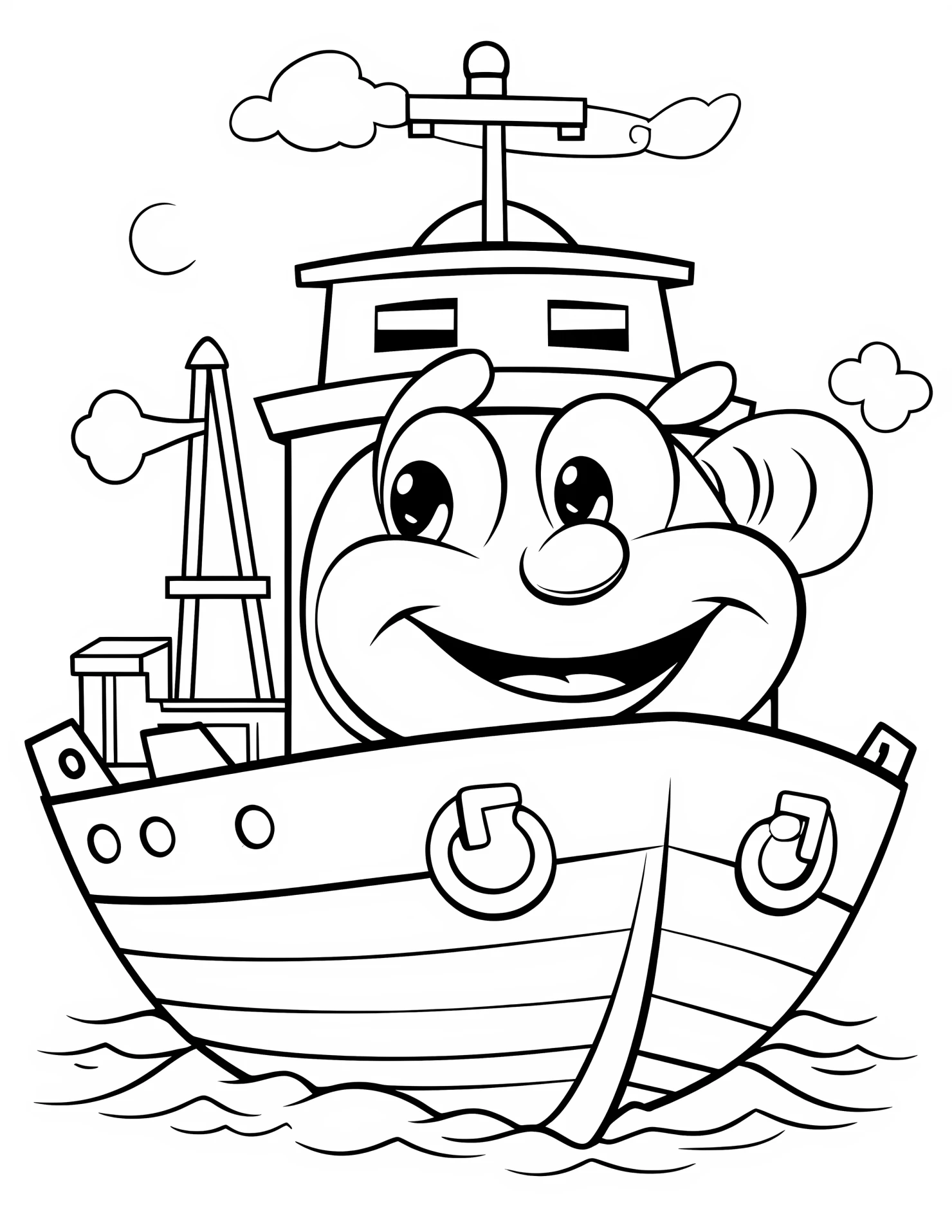 Fishing boat for kids coloring page on white color background #31492