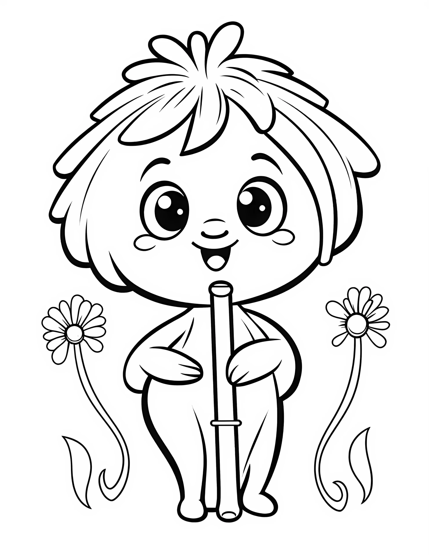 Flute for kids coloring page on white color background #31505