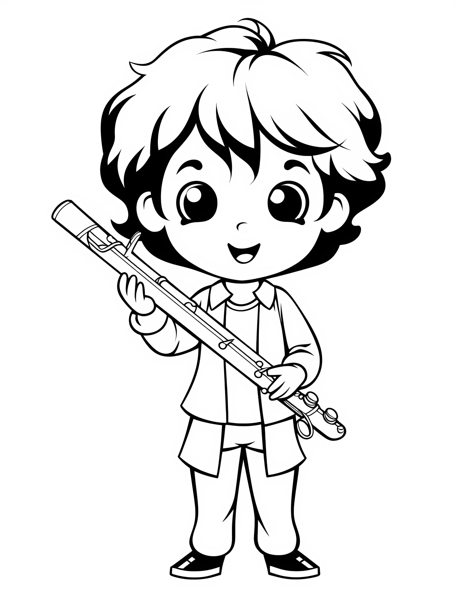 Flute for kids coloring page on white color background #31508