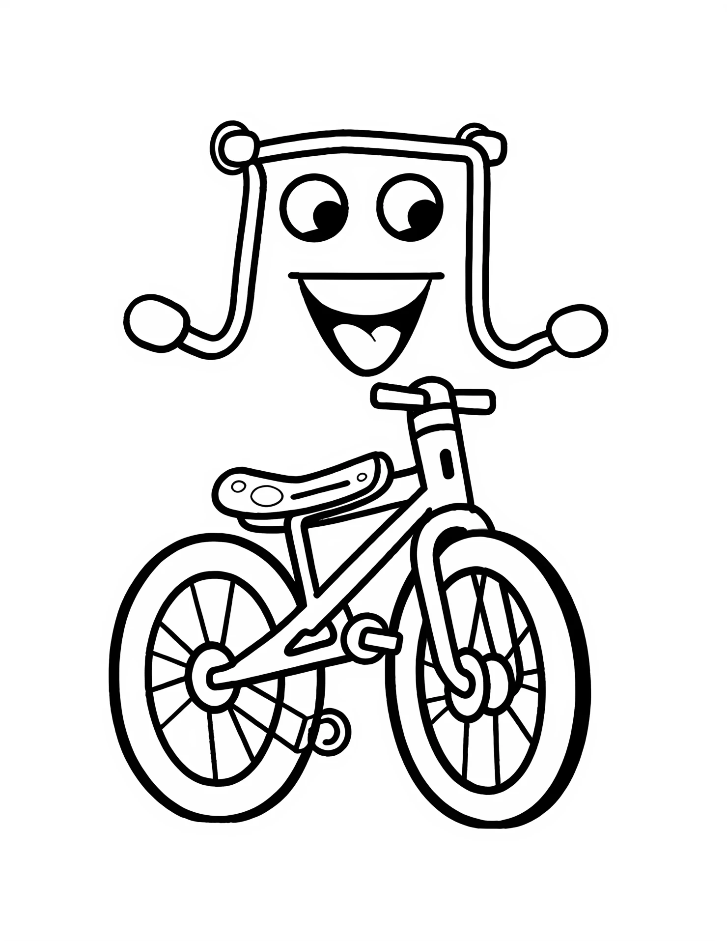 Folding bike for kids coloring page on white color background #31515