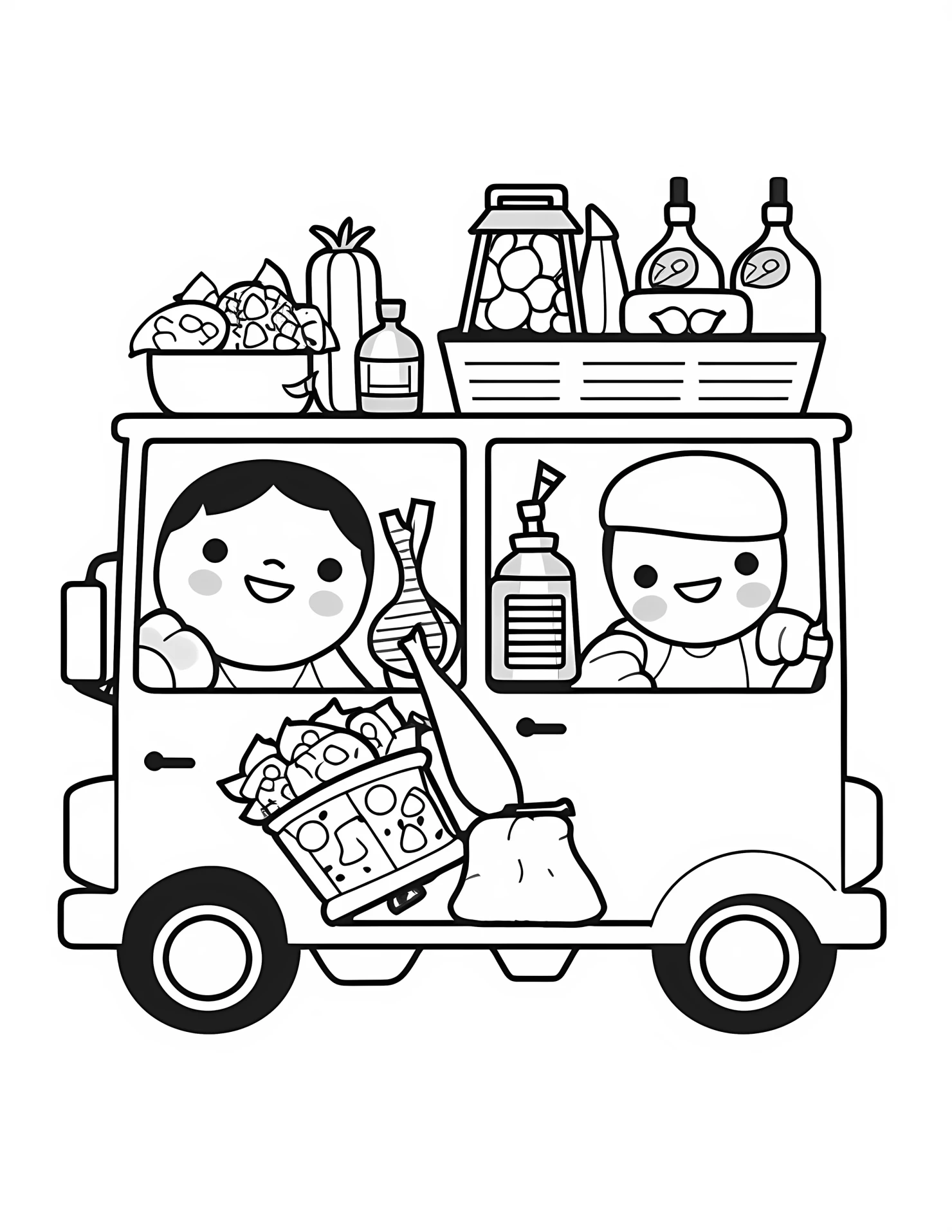 Food truck for kids coloring page on white color background #31517
