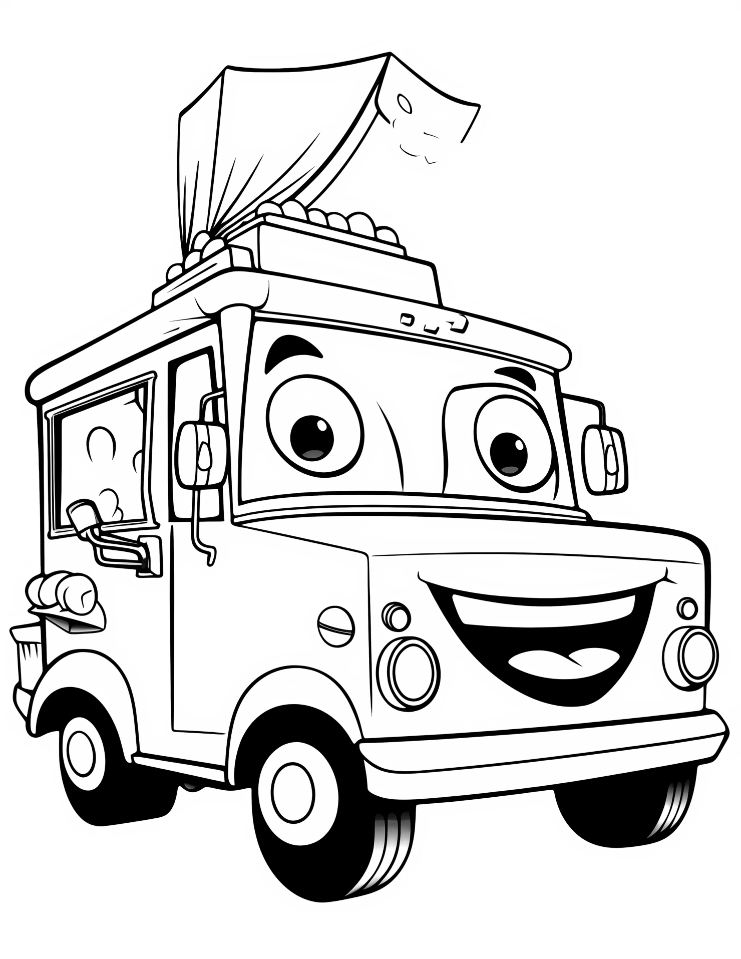Food truck for kids coloring page on white color background #31518