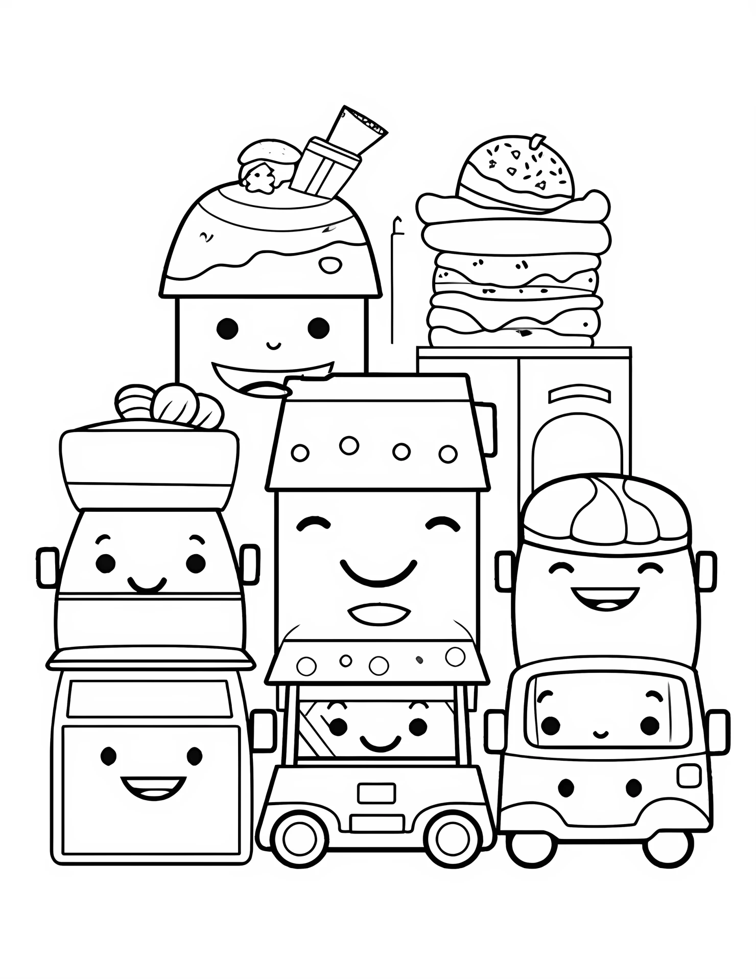 Food truck for kids coloring page on white color background #31520