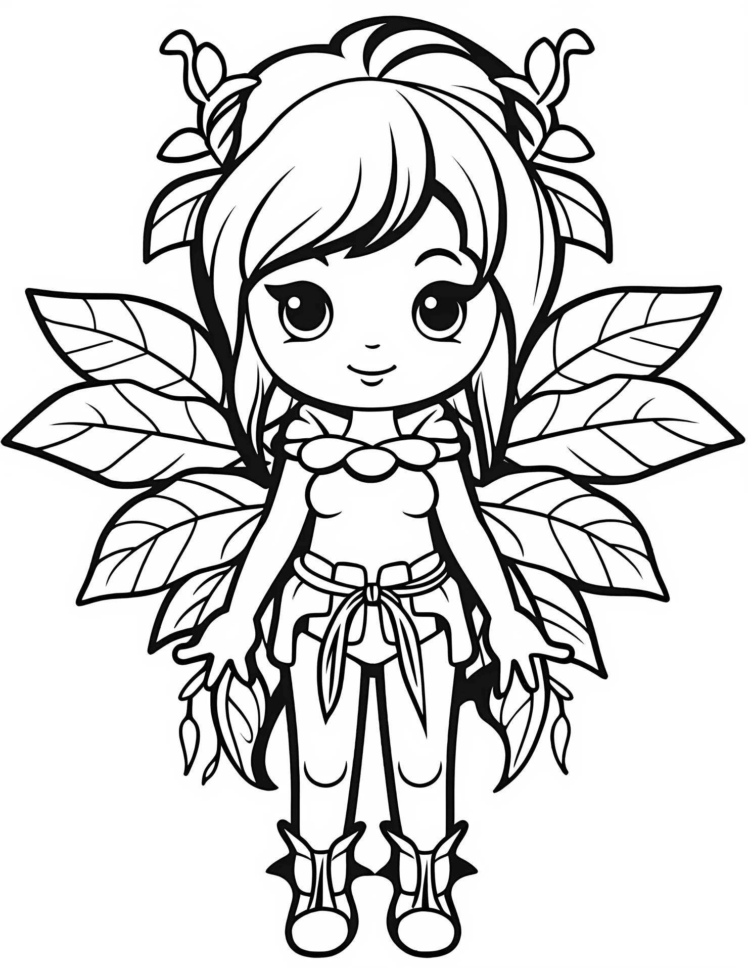 Forest fairy for kids coloring page on white color background #31541