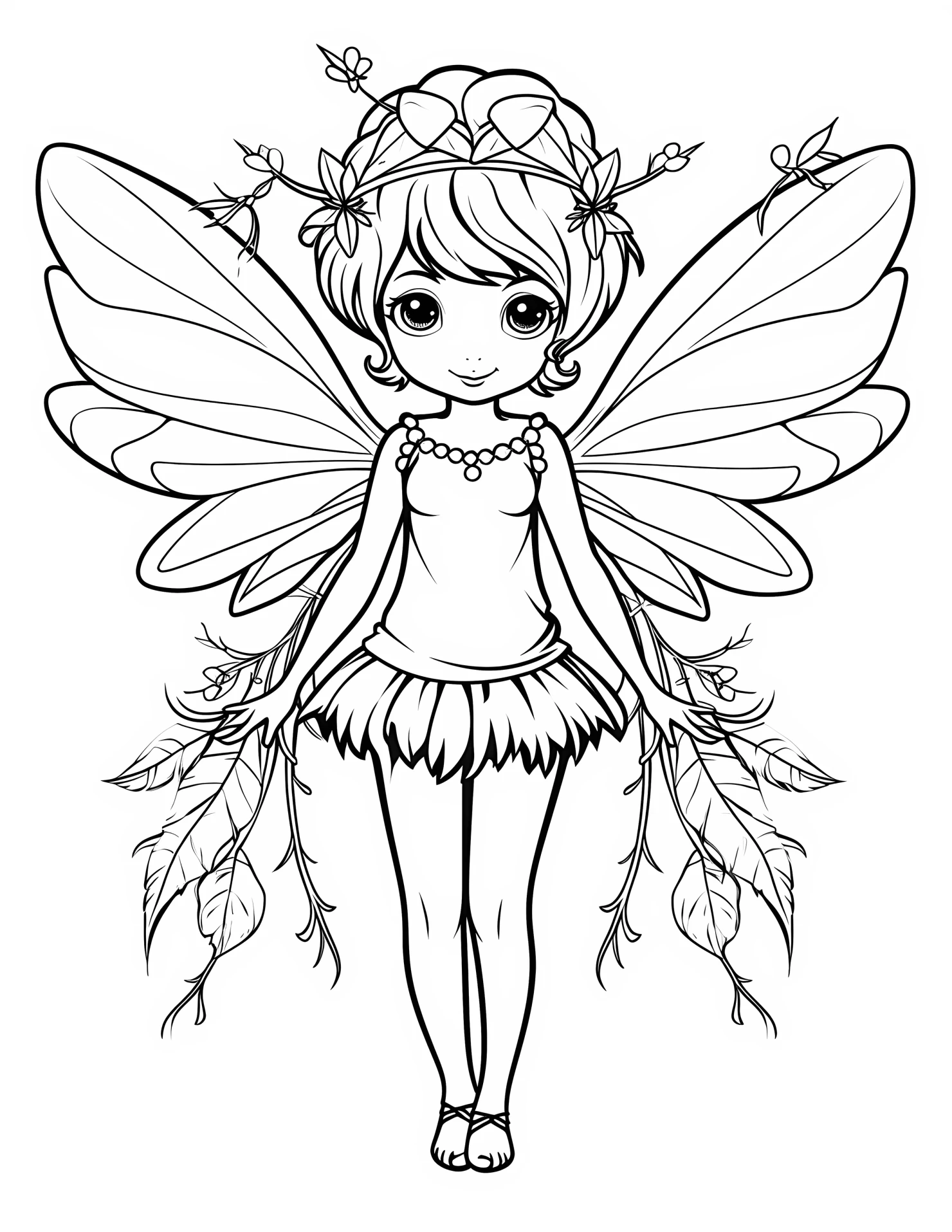 Forest fairy for kids coloring page on white color background #31543