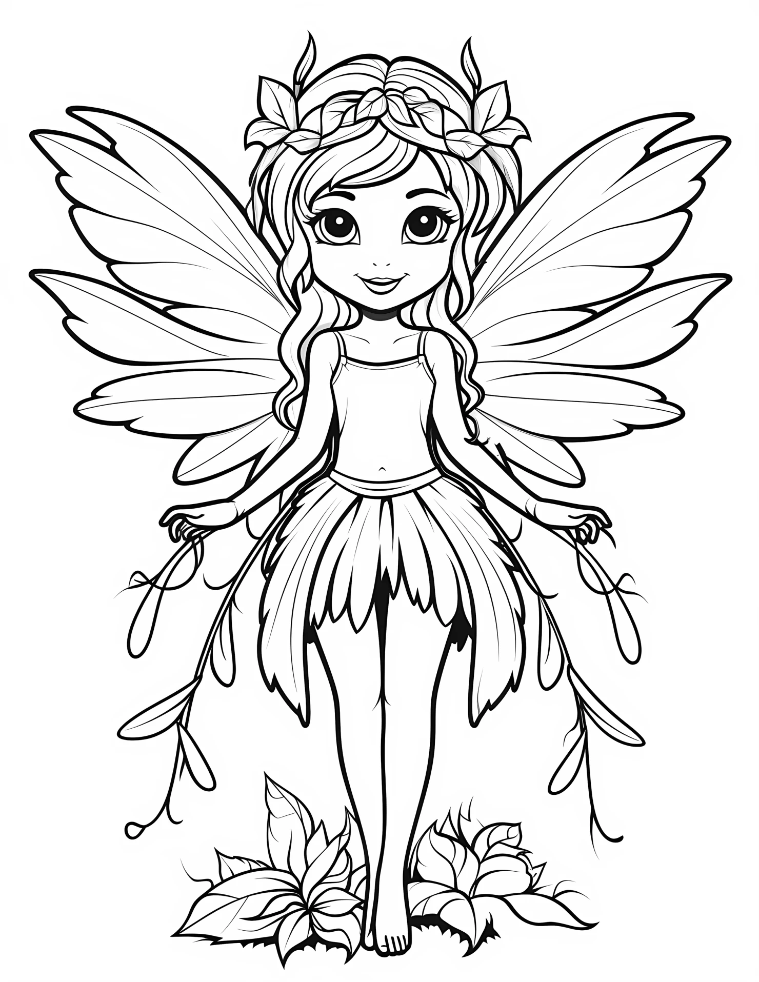 Forest fairy for kids coloring page on white color background #31544