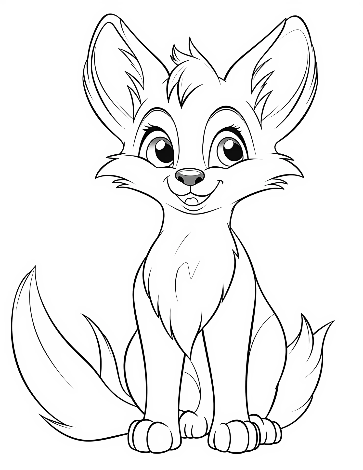 Fox for kids coloring page on white color background #31553