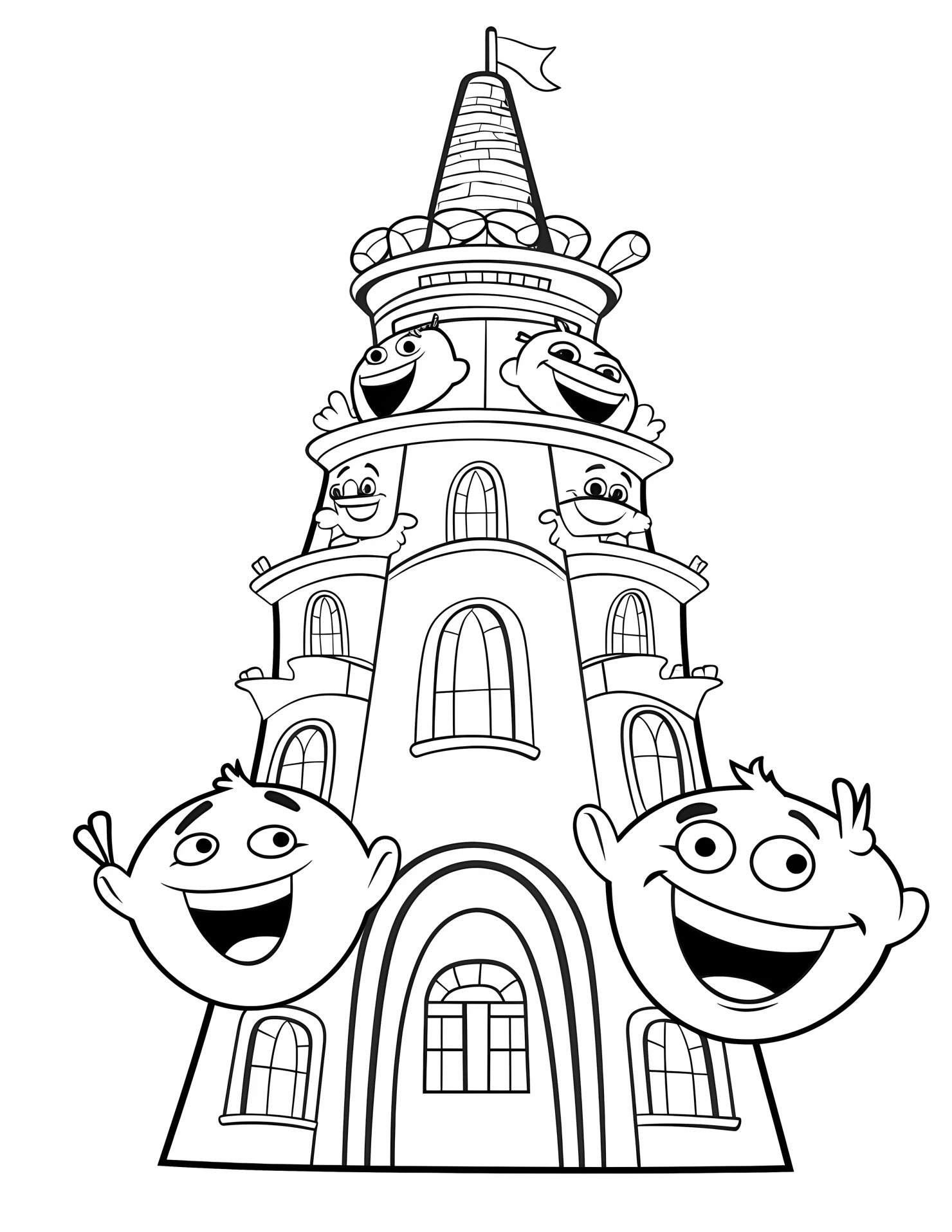 France tower for kids coloring page on white color background #31555