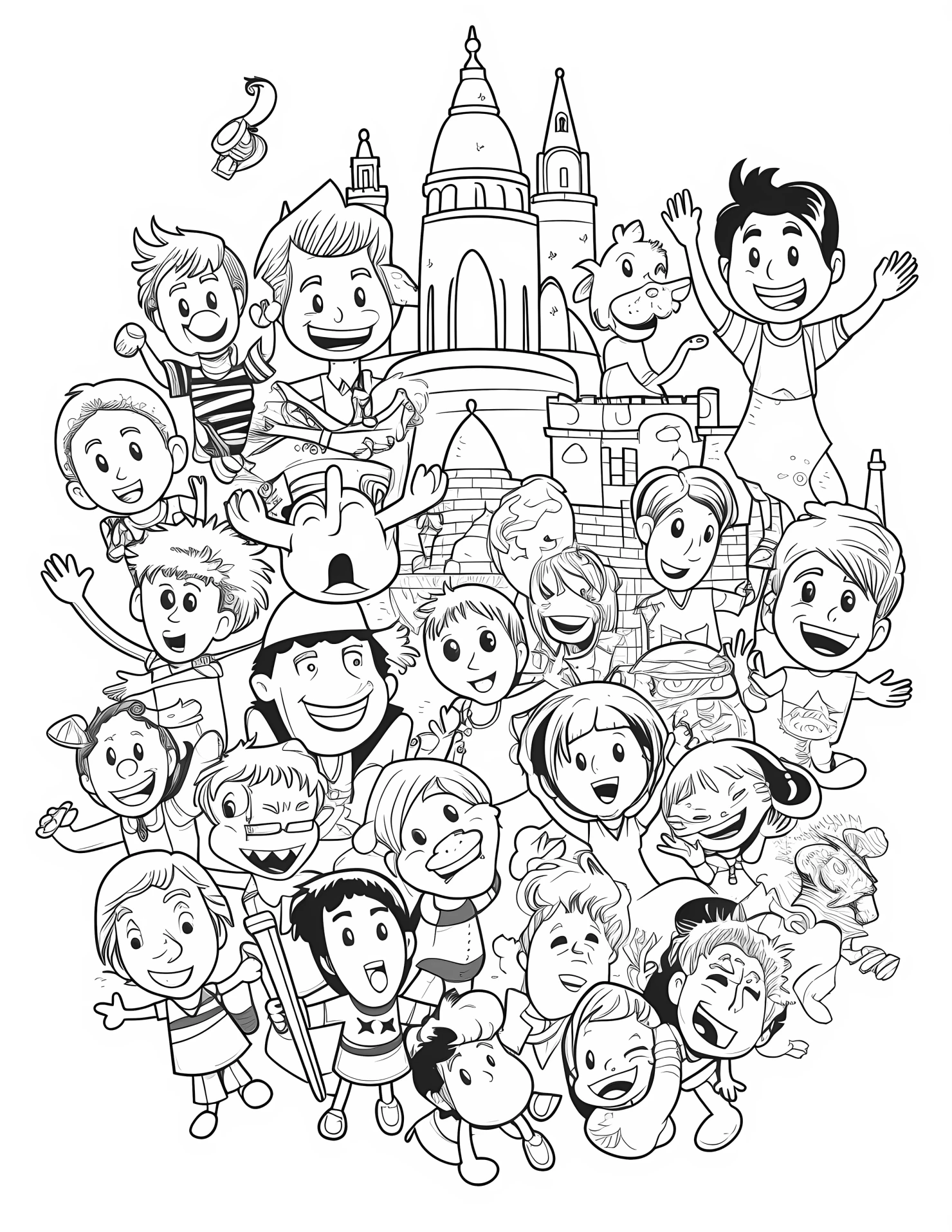 French culture for kids coloring page on white color background #31572
