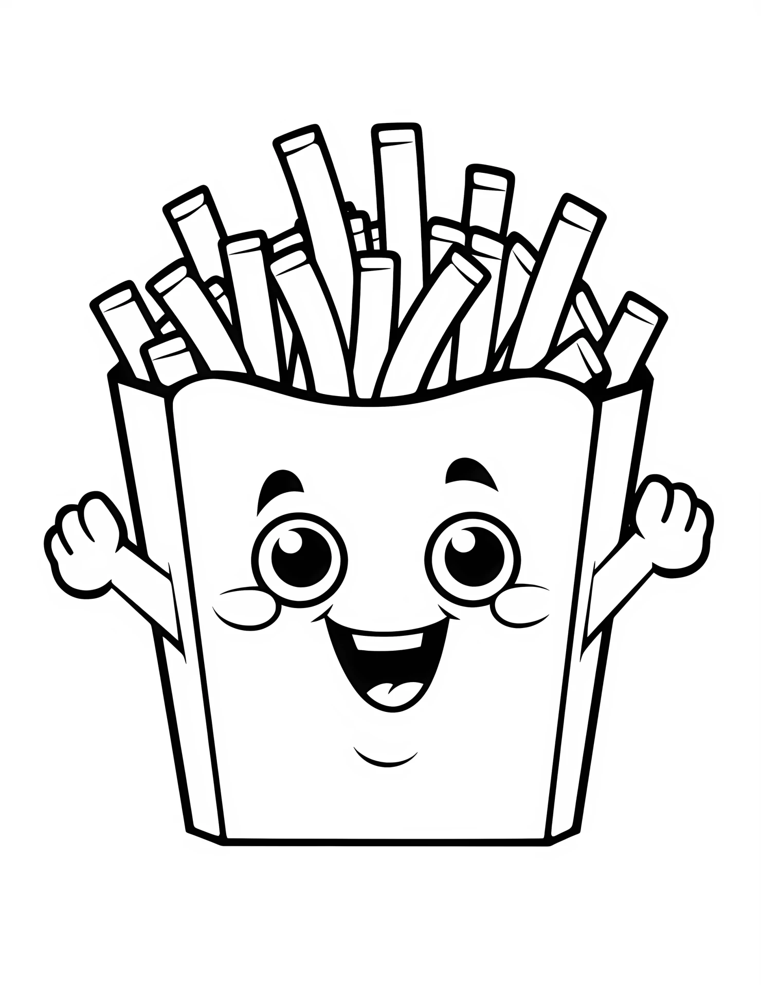 French fries for kids coloring page on white color background #31574