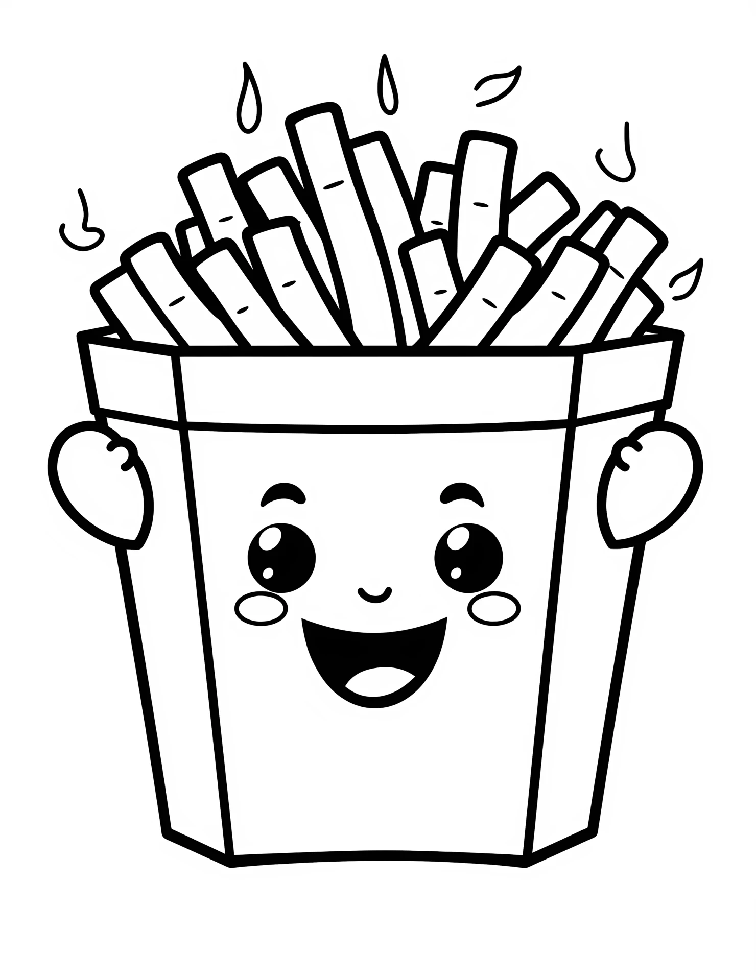 French fries for kids coloring page on white color background #31576